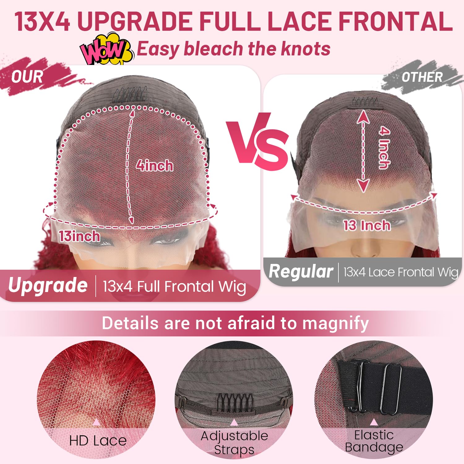 99J Burgundy Lace Front Wigs Human Hair 13x4 Deep Wave - 180% Density HD Transparent Lace - Pre Plucked with Baby Hair - 24 Inch Wet & Wavy Red Curly Wig for Women | Perfect for Cosplay, Parties, Weddings & Daily Styling