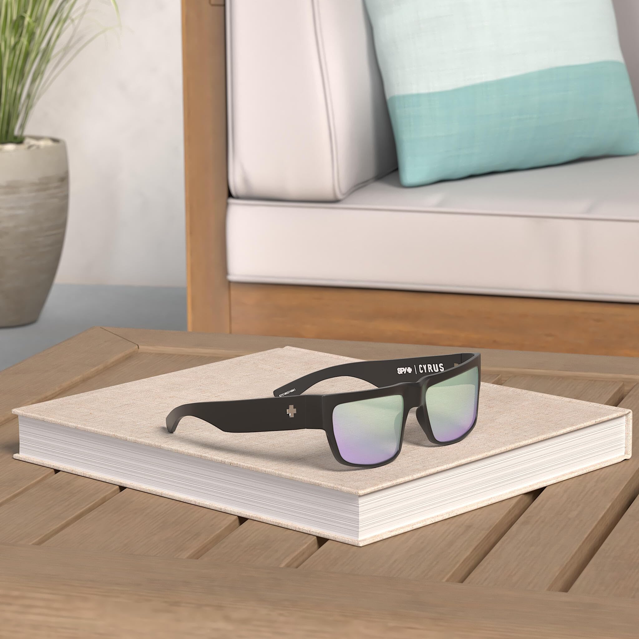 SPY Optic Cyrus Square Sunglasses with Color & Contrast Enhancing Lenses - UV Protection for Outdoor Sports, Driving & Beach Activities