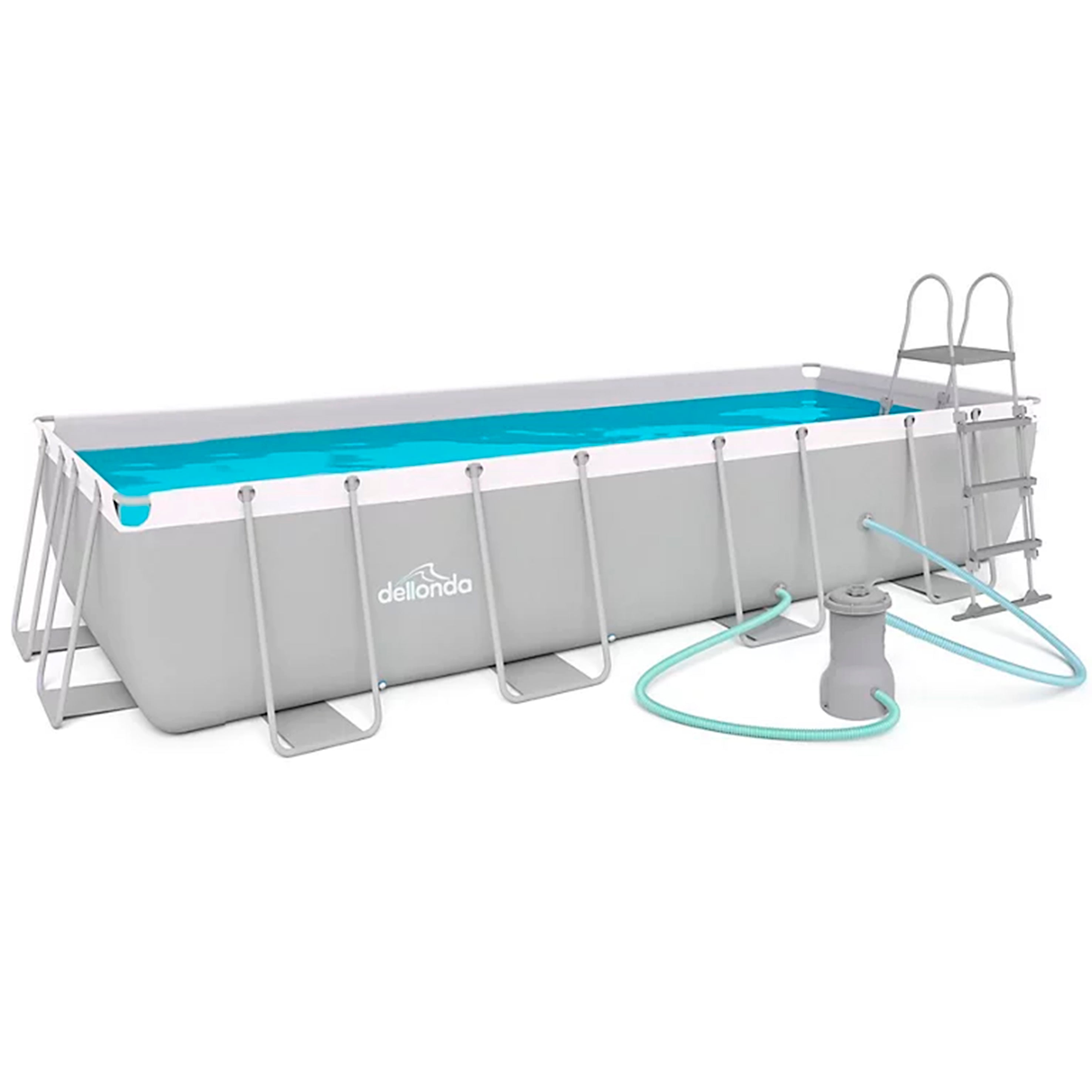 18ft Deluxe Steel Frame Above Ground Swimming Pool with Filter Pump - Durable Rectangular Backyard Pool for Family Fun, Summer Parties & Outdoor Relaxation