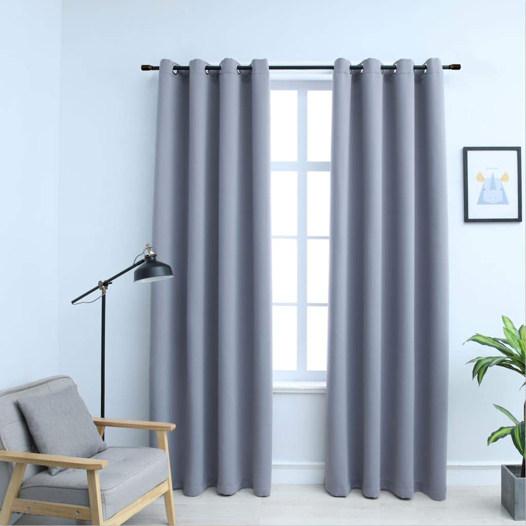 Blackout Curtains for Bedroom - 2 Panels 54x63 Inch Thermal Insulated Soundproof Drapes with Rings, Gray Room Darkening Curtains for Living Room, Nursery & Office - Perfect for Light Sleepers, Home Theater & Privacy