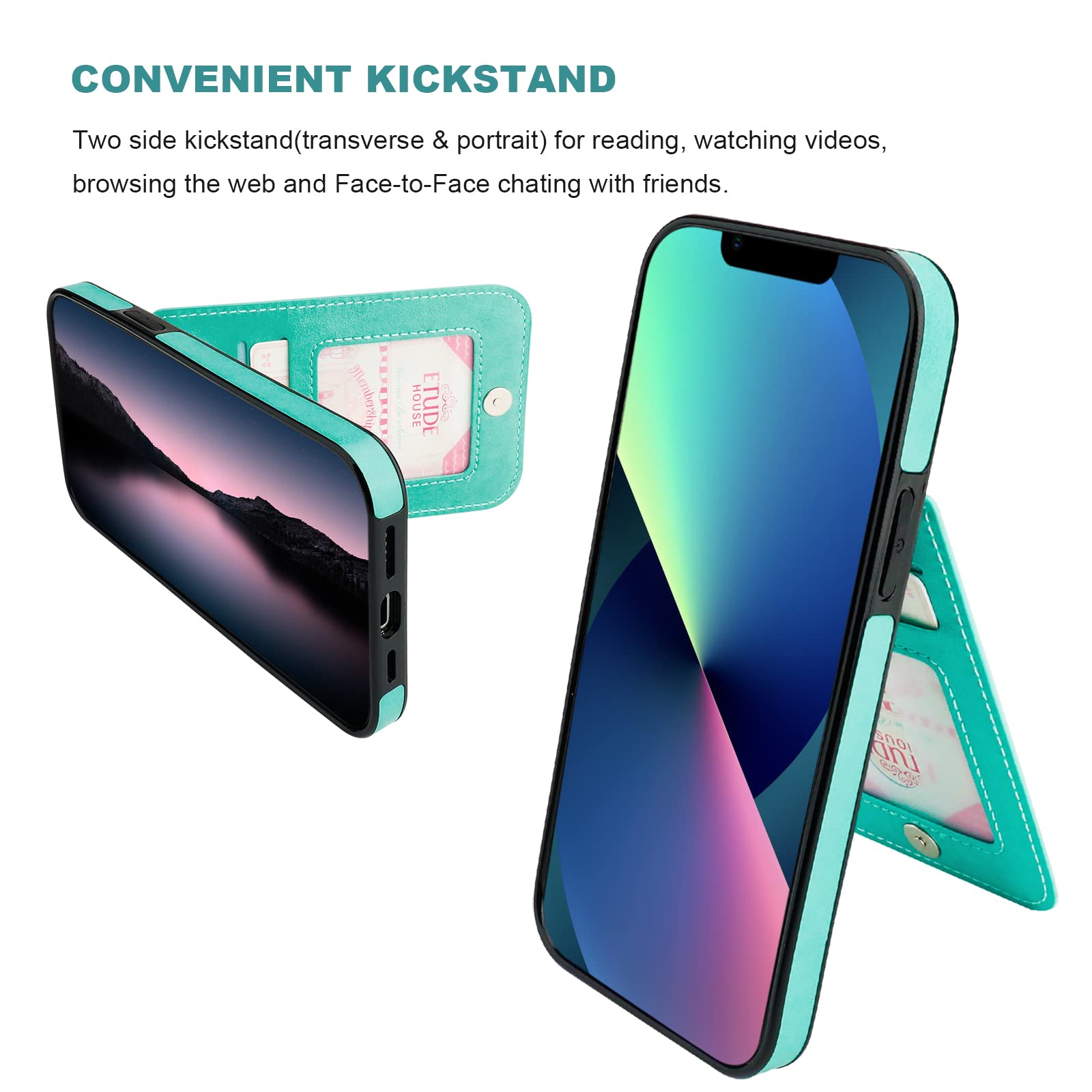 Premium PU Leather iPhone 13 Pro Max Wallet Case with Kickstand & Magnetic Closure - Shockproof Protective Flip Cover with Credit Card Slots (6.7