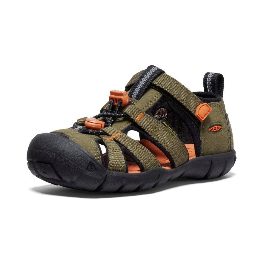 Little Kids' Seacamp II CNX Water Shoes - Dark Olive/Gold Flame - Comfortable & Lightweight for Beach, Pool & Outdoor Play
