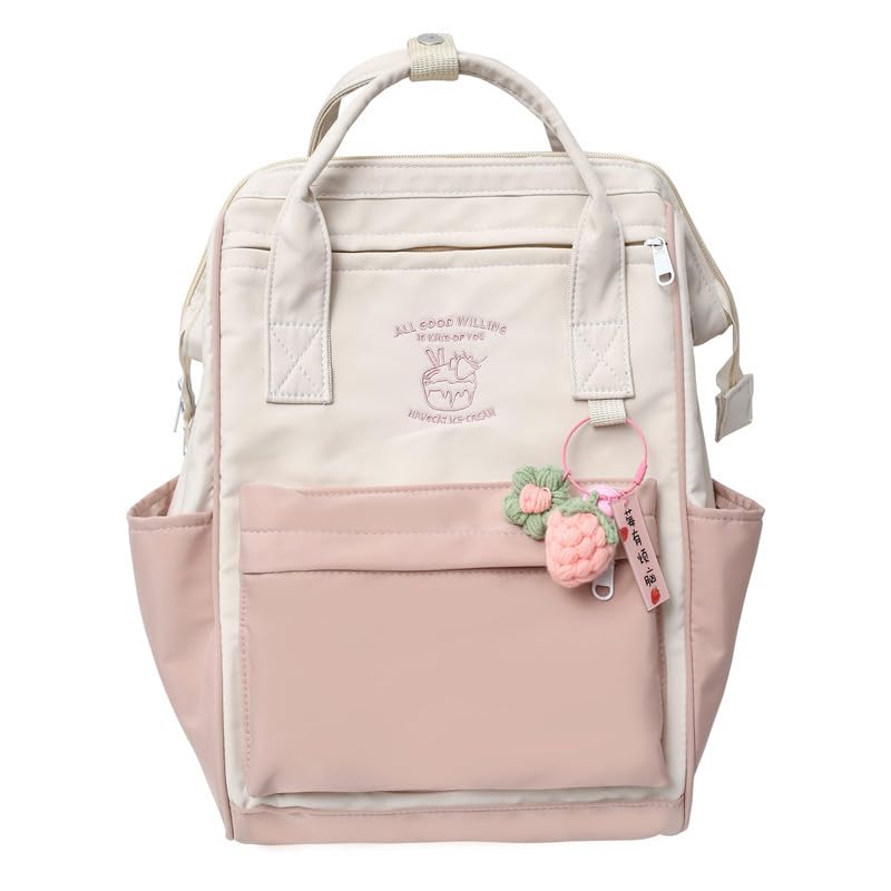 Cute Kawaii Backpack with Accessories - Pink Daypack for School & Travel