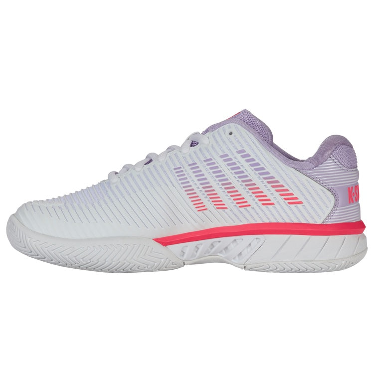 K Swiss Hypercourt Express 2 Wide Women's Tennis Shoes - White/Pink/Purple (6807 182) | Lightweight Comfort for Court Play & Casual Wear
