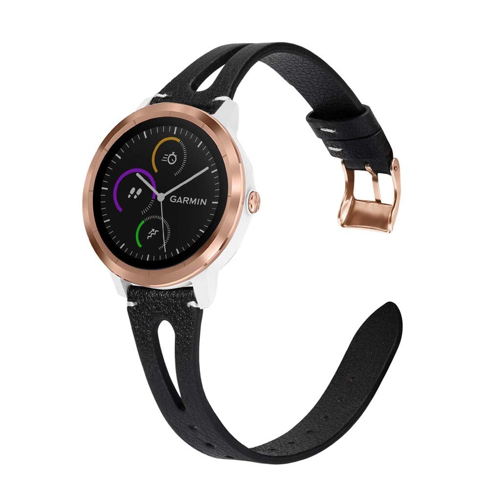 【Upgraded】Abanen Leather Watch Band 20mm Quick Release Strap for Samsung Galaxy Watch 4/Active 2/Watch3 41mm/Watch 4 Classic - Black, Premium Replacement Strap for Business & Casual Wear