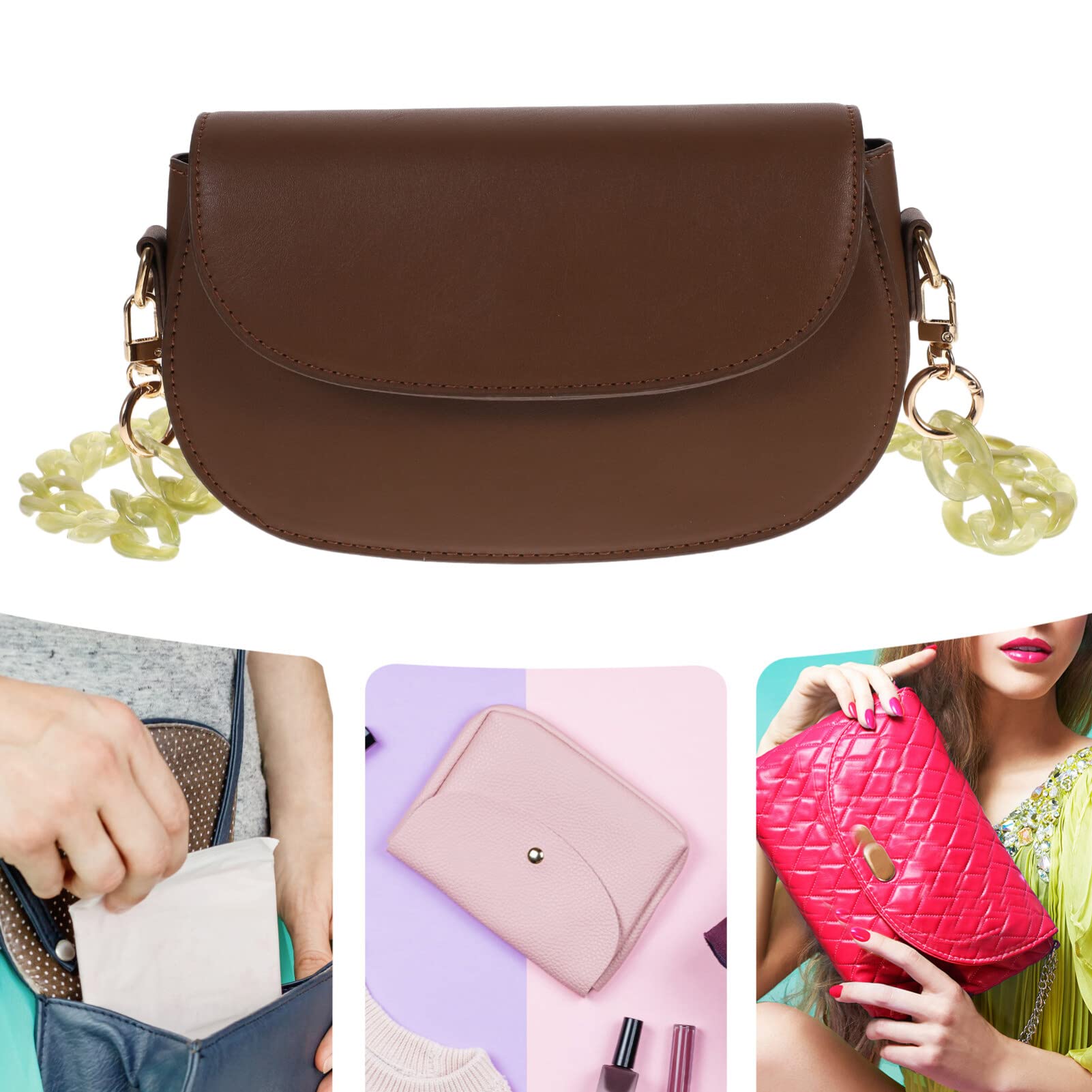 Amosfun Green DIY Acrylic Purse Handle Strap - 100cm Replacement Handbag Chain for Crossbody Bags | Women's Fashion Accessories & Decorative Charms | Perfect for Everyday Use, Parties and Gift Giving