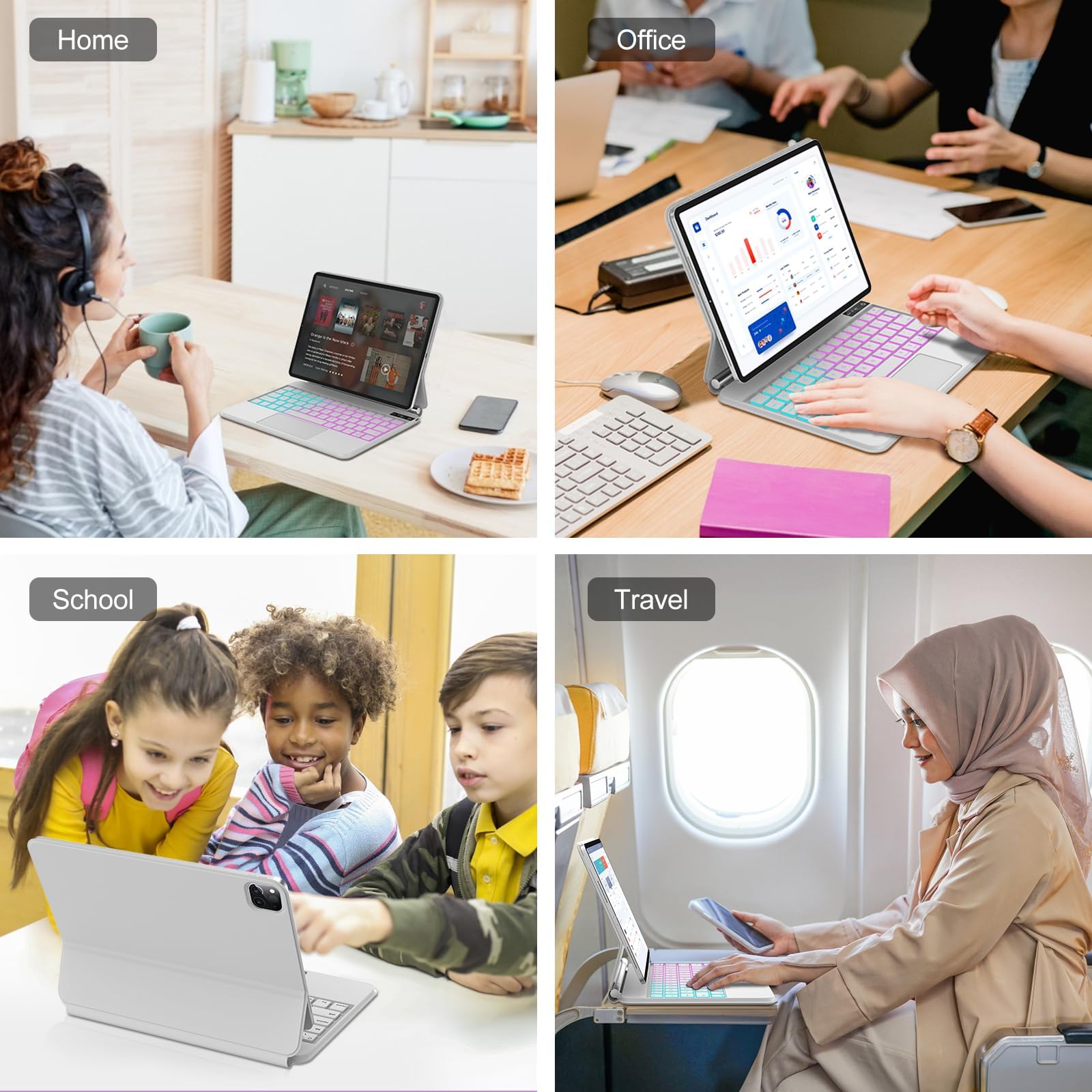 Magic Keyboard Case for iPad Air 13 (M3 2025/M2 2024) & iPad Pro 12.9 inch 6th/5th/4th/3rd Gen - Magnetic Rainbow Backlit Keyboard with Multi-Touch Trackpad, Floating Stand | Perfect for Work, Study & Creative Projects