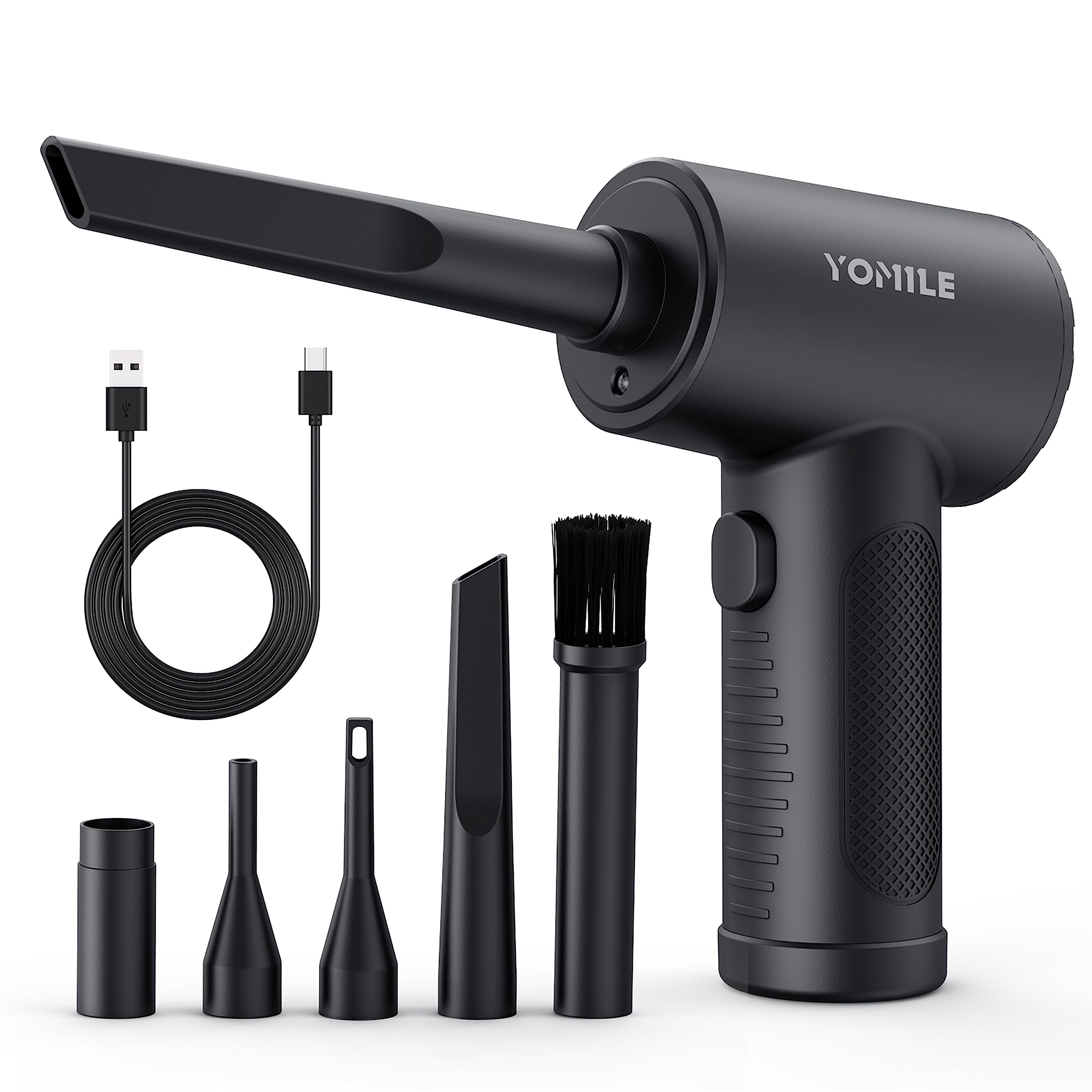 High-Speed Cordless Electric Air Duster - 120,000 RPM 3-Speed Rechargeable Dust Blower with 7600mAh Battery for Keyboard, Computer & Office Cleaning (Black) - Perfect for Electronics, PC Maintenance & Home Workspaces