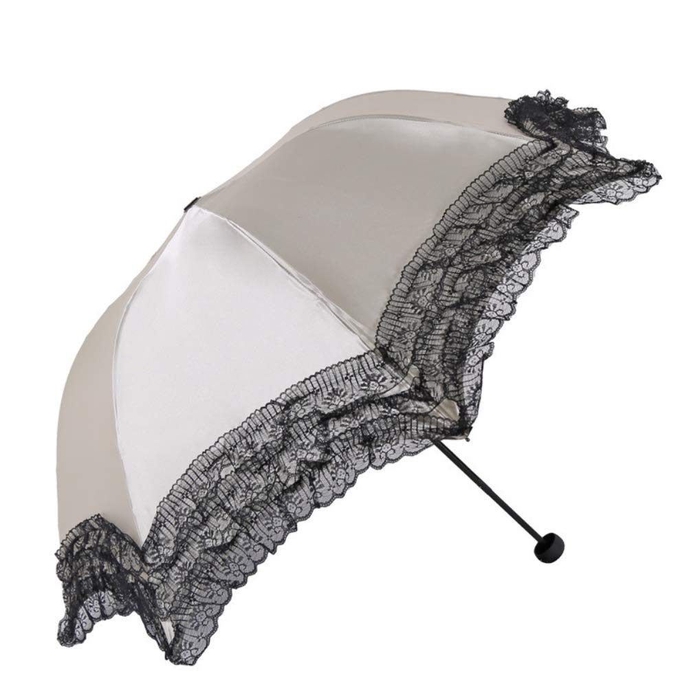 Honeystore Vintage Lace Umbrella for Wedding Bridal - UV Protection Sun Shade Parasol - Champagne Color - Perfect for Outdoor Ceremonies, Beach Weddings & Photoshoots