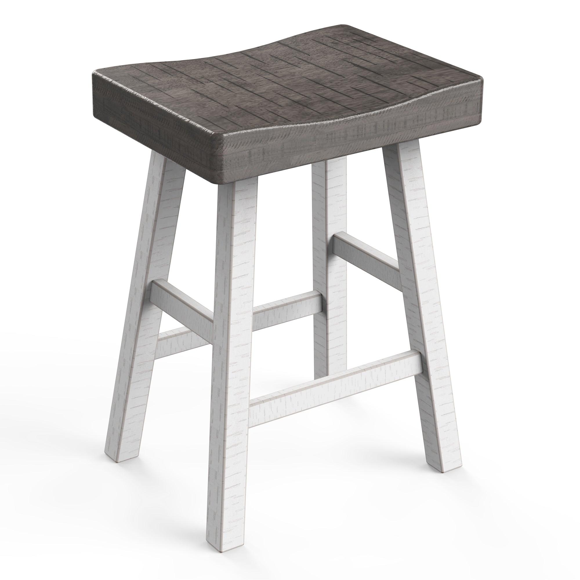 Set of 2 Farmhouse Solid Wood Bar Stools - Backless Saddle Seat Counter Height Chairs for Kitchen Island, Breakfast Nook & Home Office - Perfect for Rustic Decor, Dining & Small Space Living