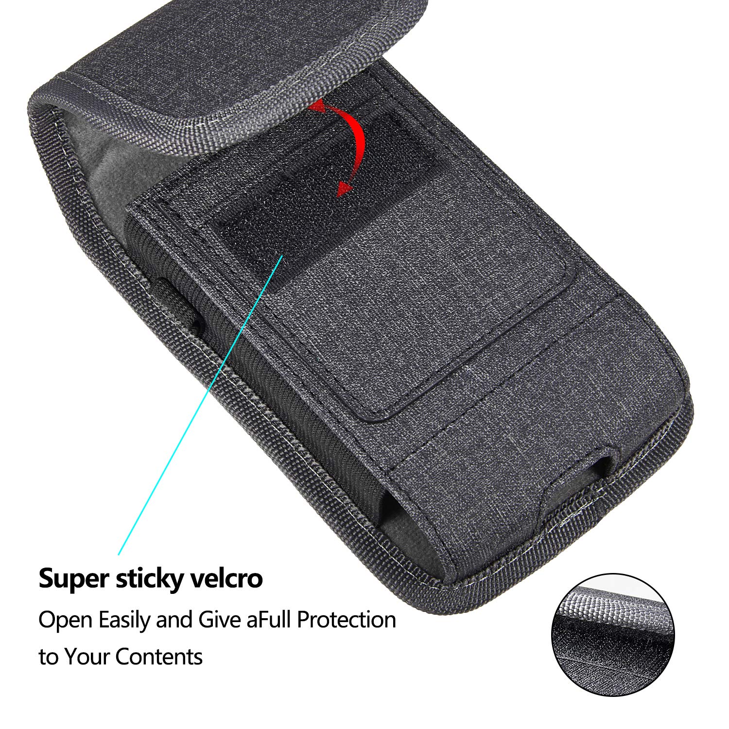 Premium Linen Belt Clip Holster Case for iPhone XR, 11, 12, 13 - Slim Carrying Pouch with Built-in ID Card Holder | Perfect for Work, Travel & Outdoor Activities
