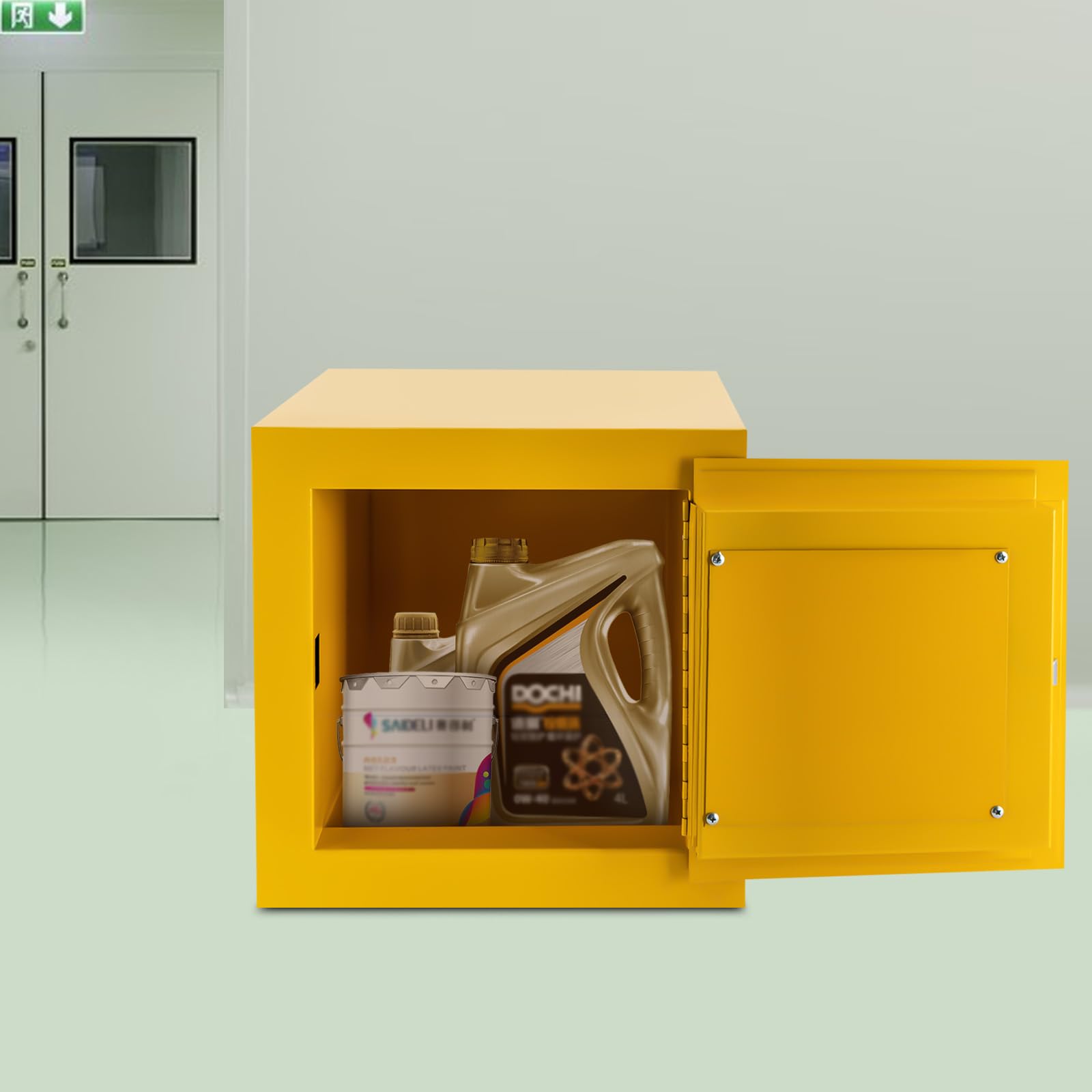 2 Gallon Hazardous Storage Cabinet - 13x13in Industrial Safety Cabinet for Chemicals & Flammables | Explosion-Proof Design for Labs, Workshops & Garages