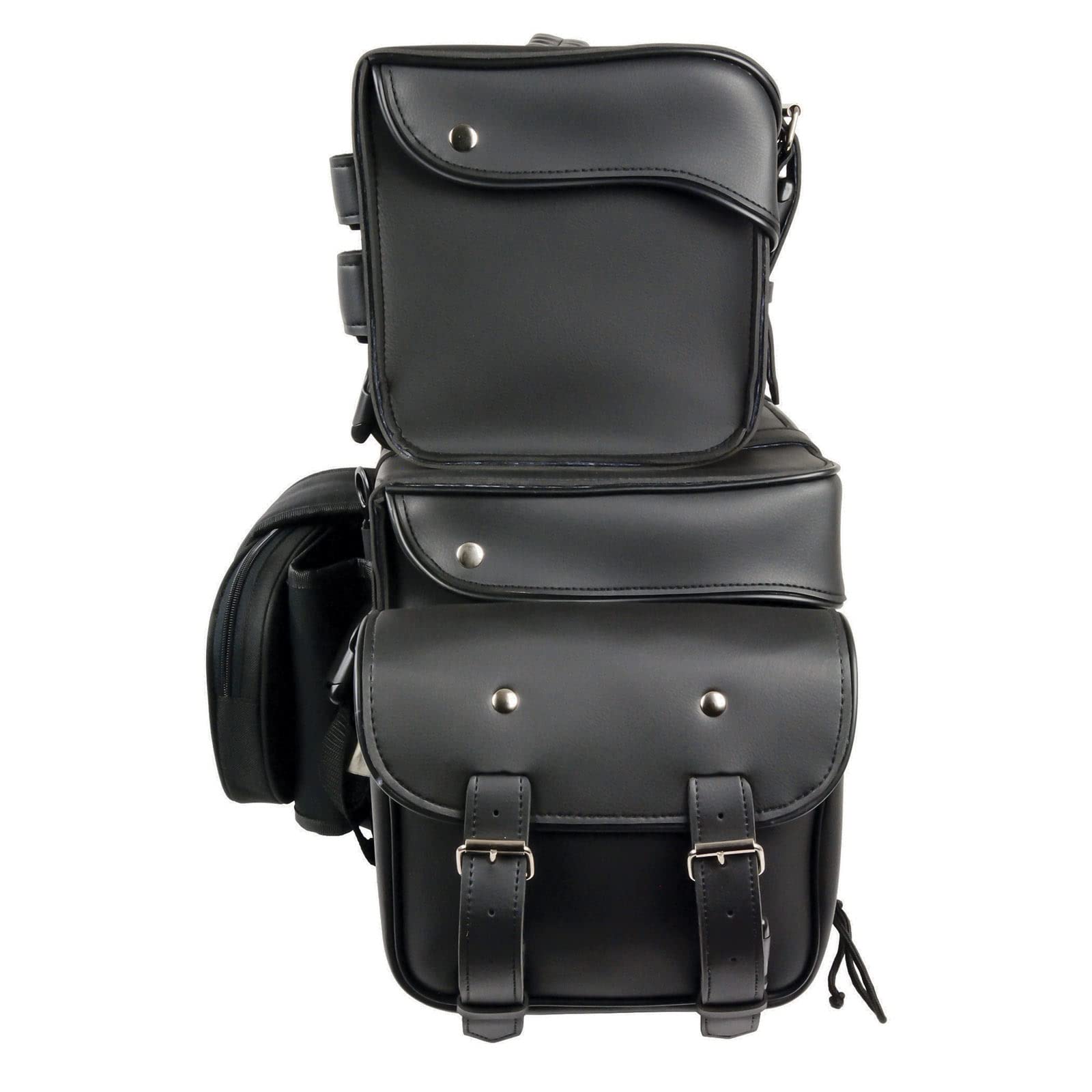 Milwaukee Leather SH65001 Large Black PVC 4-Piece Motorcycle Touring Tail Bag - Waterproof Storage for Road Trips & Adventure Riding - Perfect for Harley, Honda, Yamaha Bikes