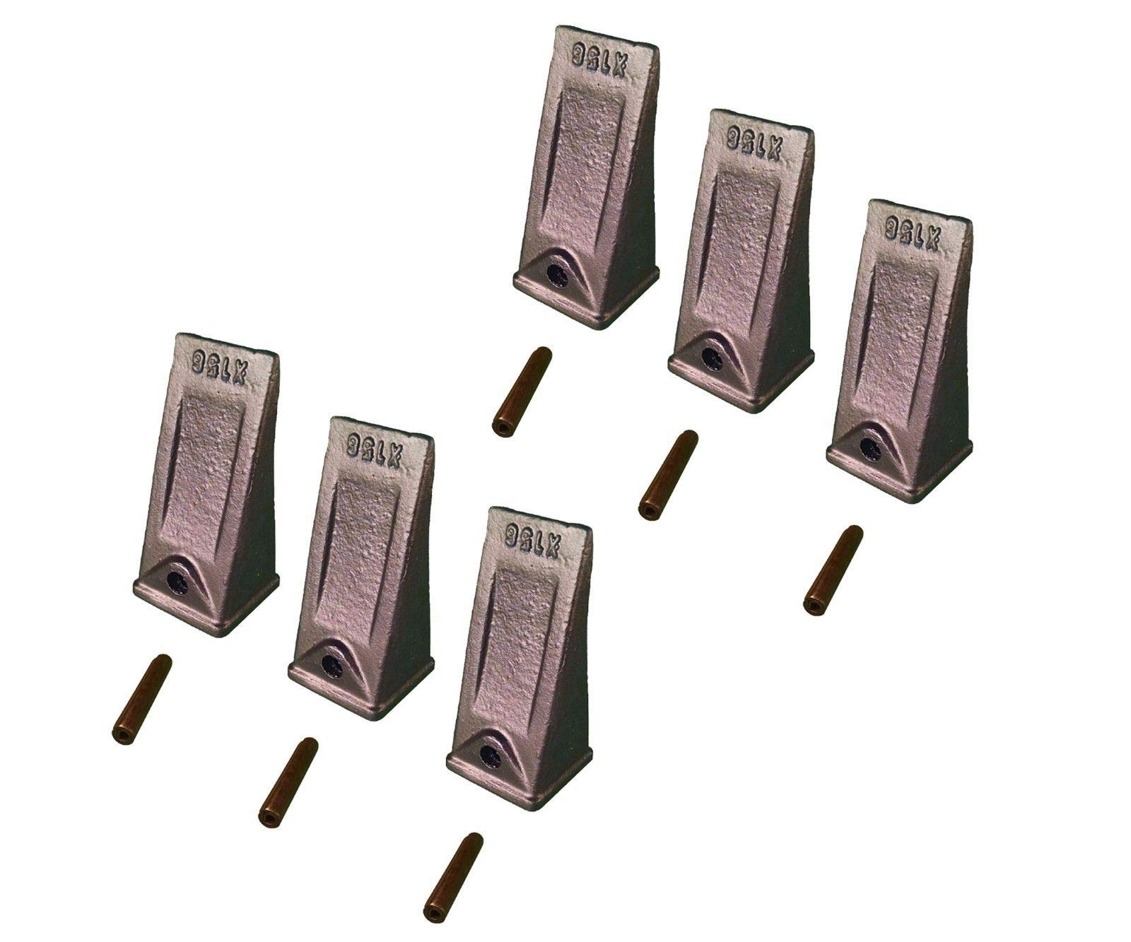 Hensley Style Mini Excavator Bucket Teeth & Pins - 6-Piece X156S P156 Replacement Set for Standard Dirt Buckets | Compatible with Compact Excavators, Construction & Landscaping Projects