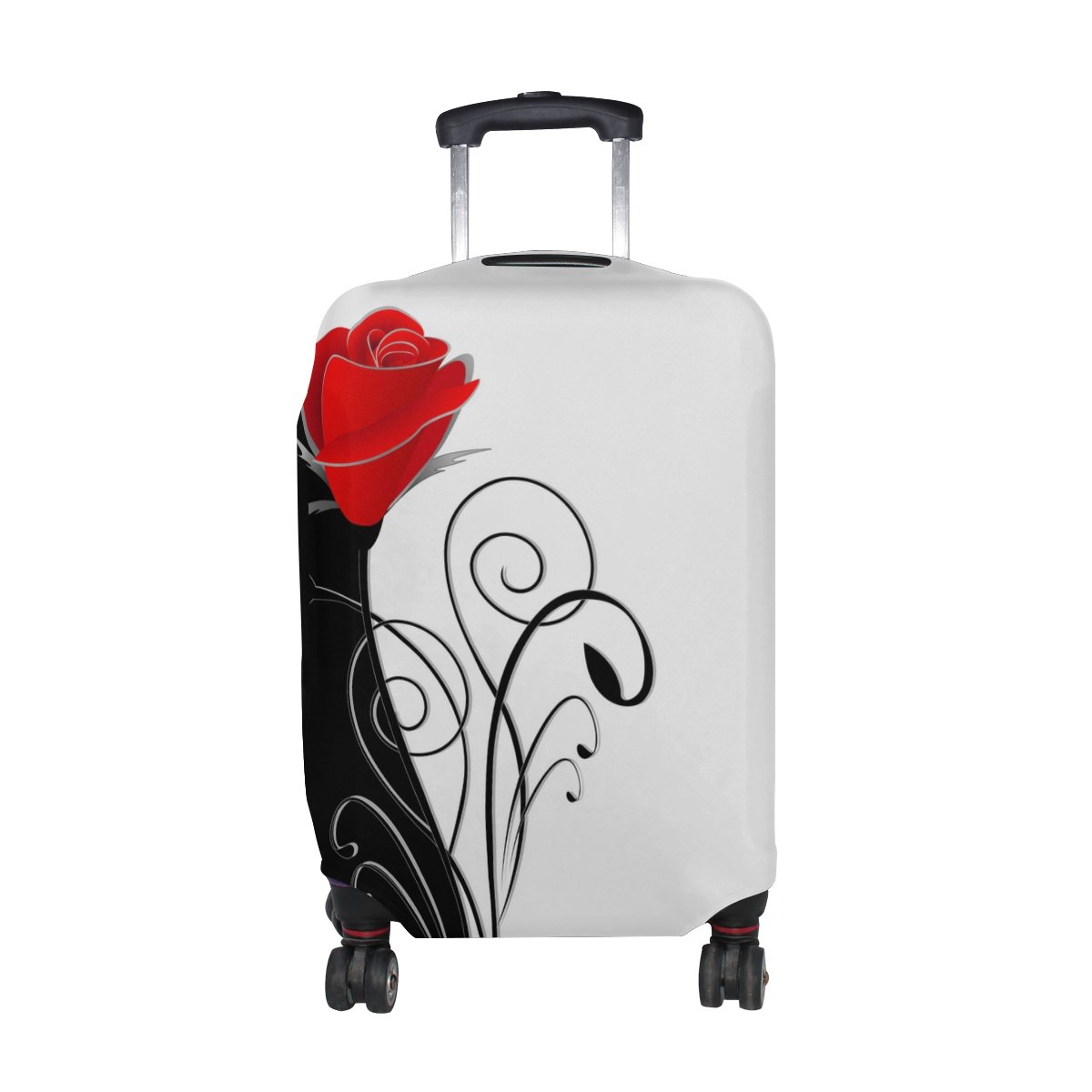 Vintage Floral Rose Black White Luggage Suitcase Cover Protector - Travel Accessory for Women, Durable Fabric Protector with Stylish Floral Design - Perfect for Airplane, Train & Bus Travel
