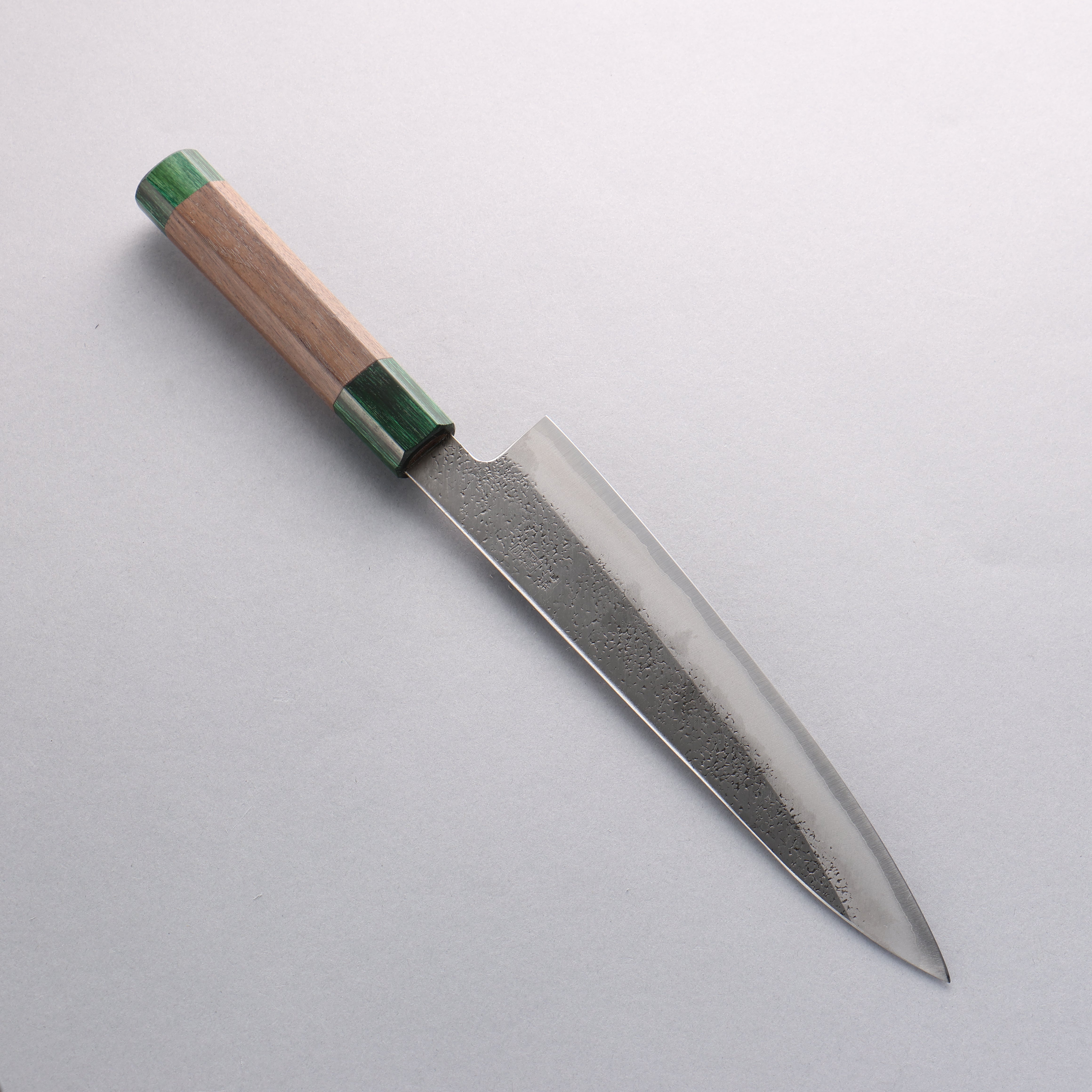Premium Seisuke Blue Super Hammered Gyuto 210mm Japanese Chef Knife - Walnut & Double Green Pakka Wood Handle - Perfect for Sushi, Meat Slicing & Professional Kitchen Use
