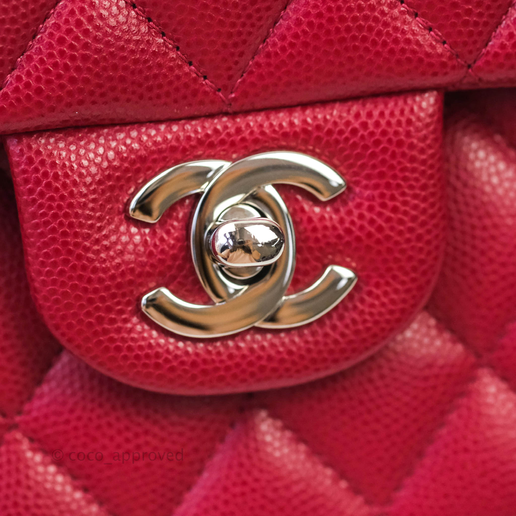 Chanel Classic Medium Double Flap Bag - Red Caviar Leather with Silver Hardware | Authentic Luxury Handbag for Women | Perfect for Parties, Weddings & Everyday Elegance