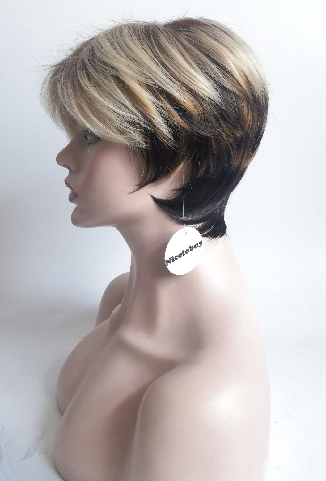 Umeet Short Bob Blonde Mixed Brown Synthetic Wig for Women - Fluffy Straight Hair with Free Wig Cap | Daily Wear, Cosplay, Halloween Costume, Party & Special Occasions