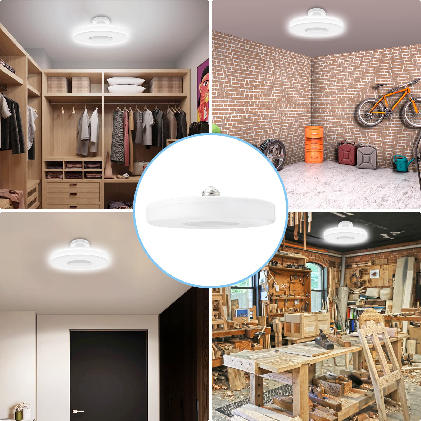 60W UFO LED Light Bulb - E27 Base Flat Ceiling Light for Home, Garage, Workshop & Basement | Energy Saving, Easy Installation | Perfect for Indoor Lighting & Commercial Spaces