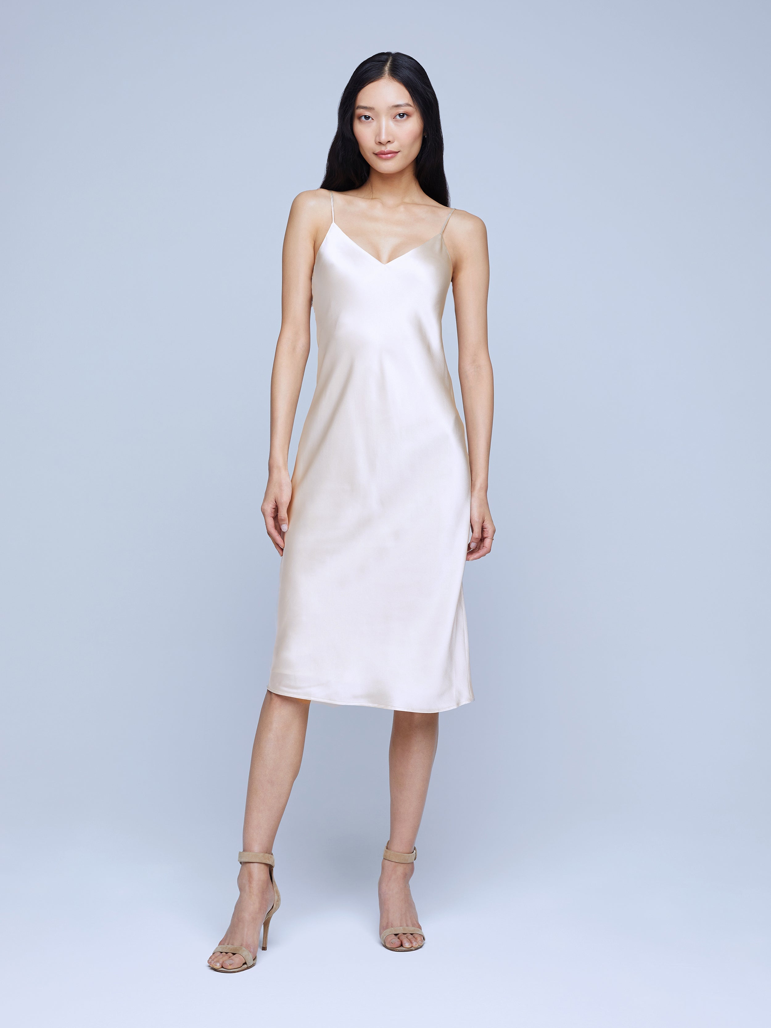 L'Agence Jodie Silk Slip Dress - Elegant Women's Satin Nightgown & Loungewear for Special Occasions & Date Nights