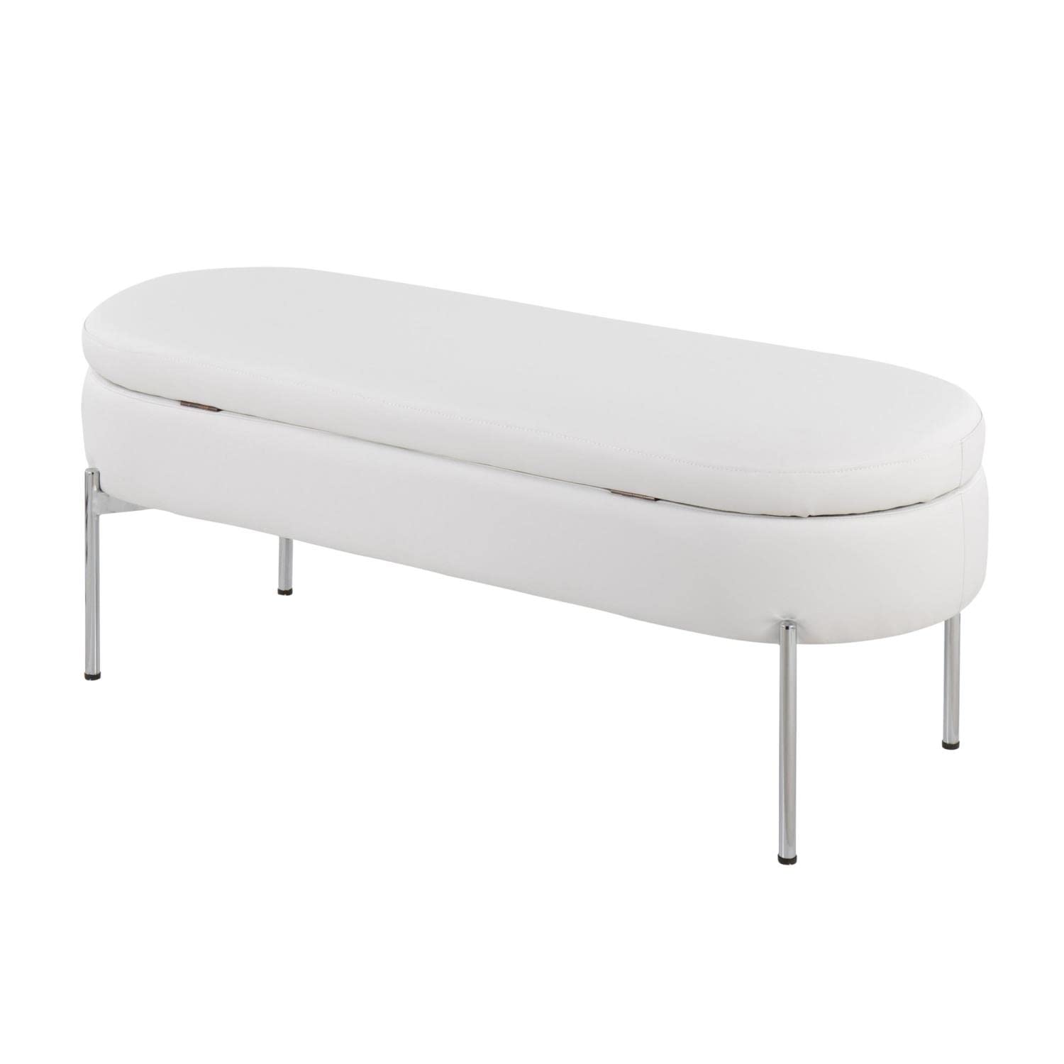 LumiSource Chloe Faux Leather Upholstered Storage Bench - Entryway & Bedroom Storage Ottoman with Seat - Perfect for Small Space Organization & Home Decor