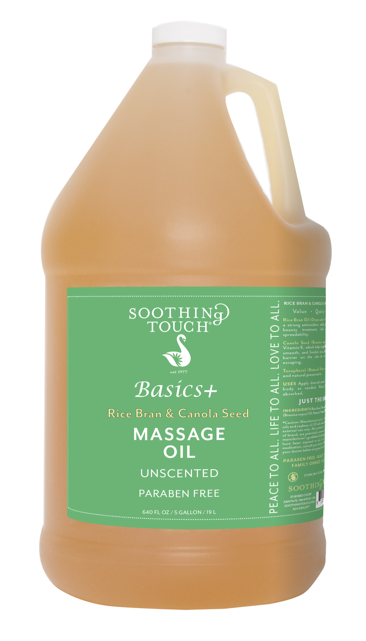 Organic Rice Bran & Canola Seed Massage Oil - 1 Gallon Bulk Size for Spa, Aromatherapy & Relaxation - Hydrating Body Oil for Massage Therapists & Home Use