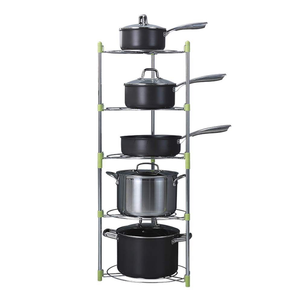 5-Tier Multi-Function Kitchen Pot Rack Organizer - Heavy Duty Floor Storage Shelf for Pots, Pans & Cookware - Perfect for Small Kitchens, Pantry Organization & Space Saving