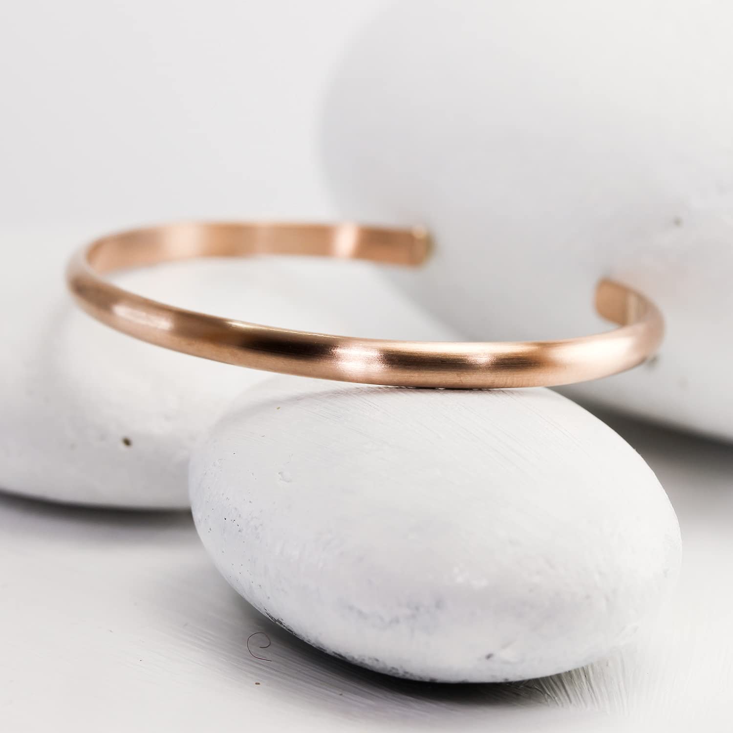 Rose Gold Filled Wide Matte Cuff Bracelet for Women - Brushed Satin Texture Stackable Bangle by Lotus Stone Jewelry (Large) | Perfect for Layering, Everyday Wear & Special Occasions