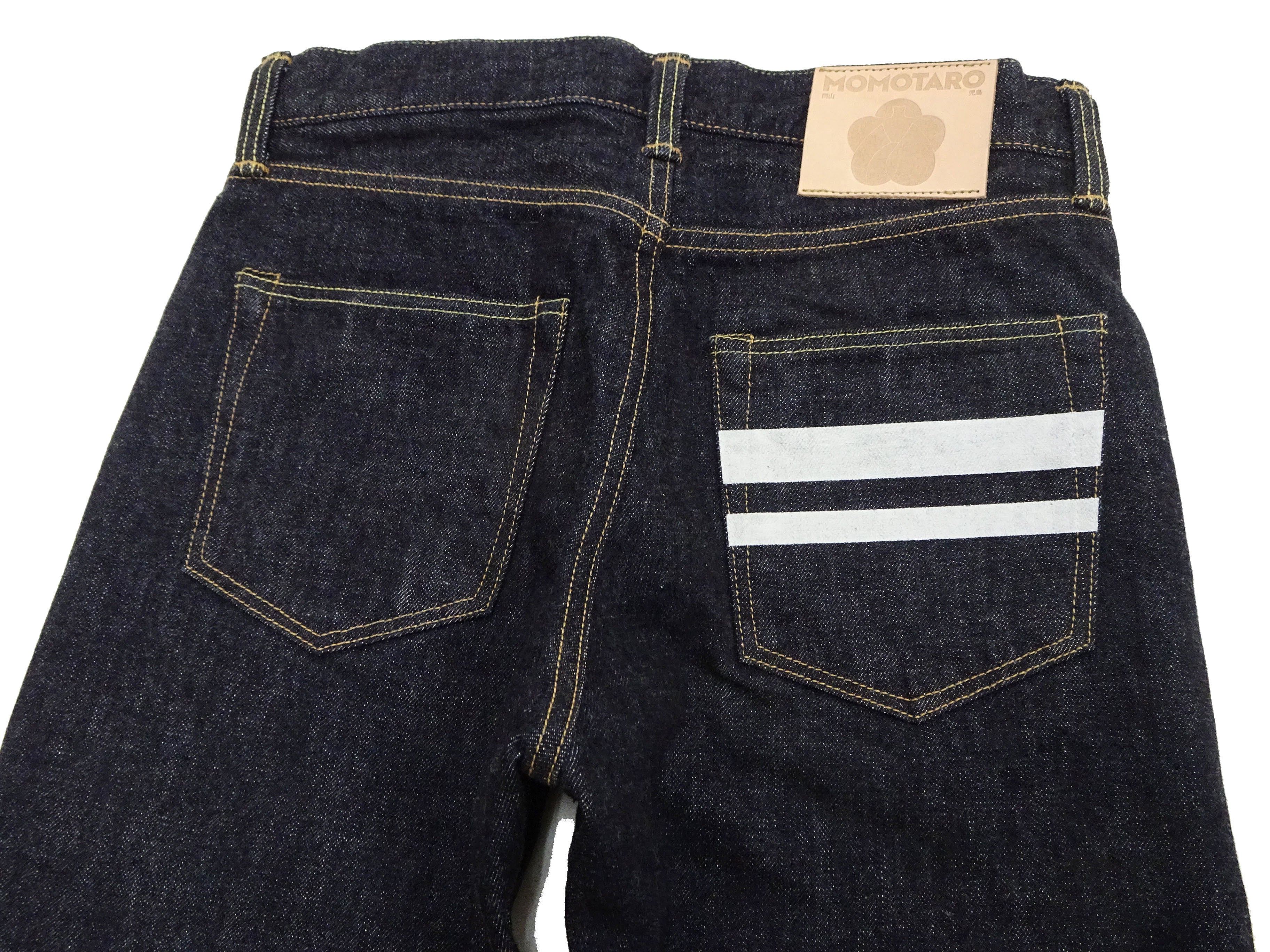 Momotaro Jeans #200 Double Stripe Paint Men's Regular Tapered Fit Zip Fly Denim Pants - 14.7oz Zimbabwean Cotton Deep Indigo One Wash (MMJZ0201) | Premium Raw Selvedge Jeans for Casual Wear & Street Style