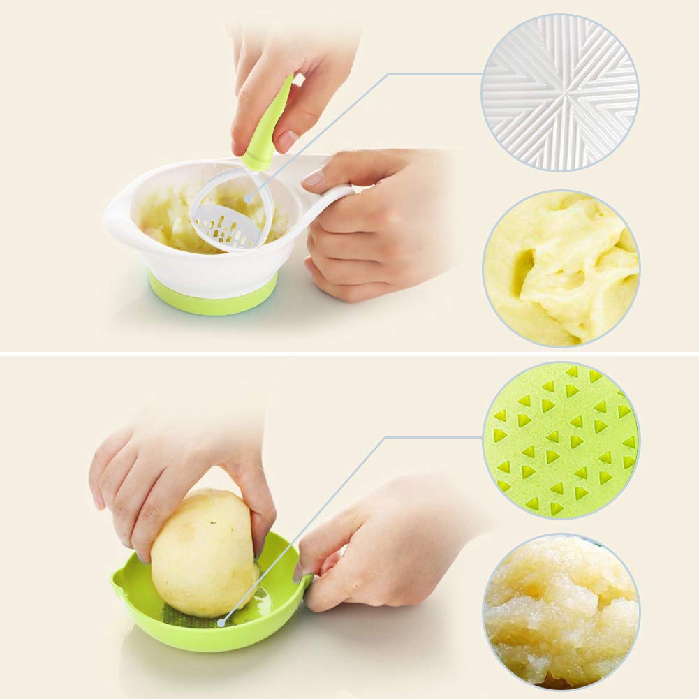 Matyz Versatile Baby Food Maker Set - BPA-Free Toddler Food Processor with Mash Bowl, Hand Masher, Citrus Juicer & Grater - Homemade Baby Food Maker for Fruits & Vegetables - Perfect for Purees, Juicing & Meal Prep (Matyz Green)
