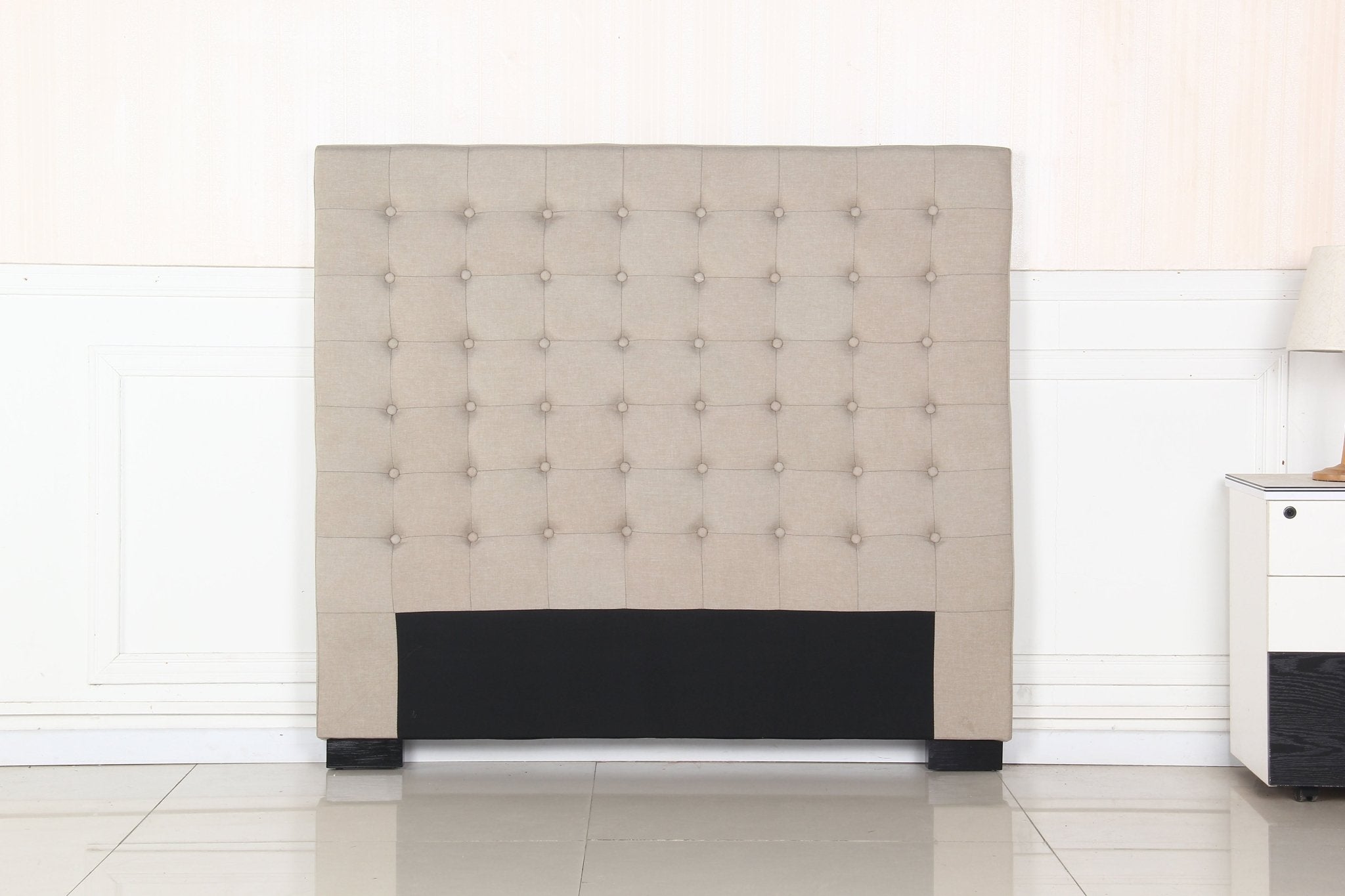 Double Size Cilantro Headboard in Beige - Modern Upholstered Bed Frame Headboard for Bedroom Decor, Master Bedroom or Guest Room Upgrade