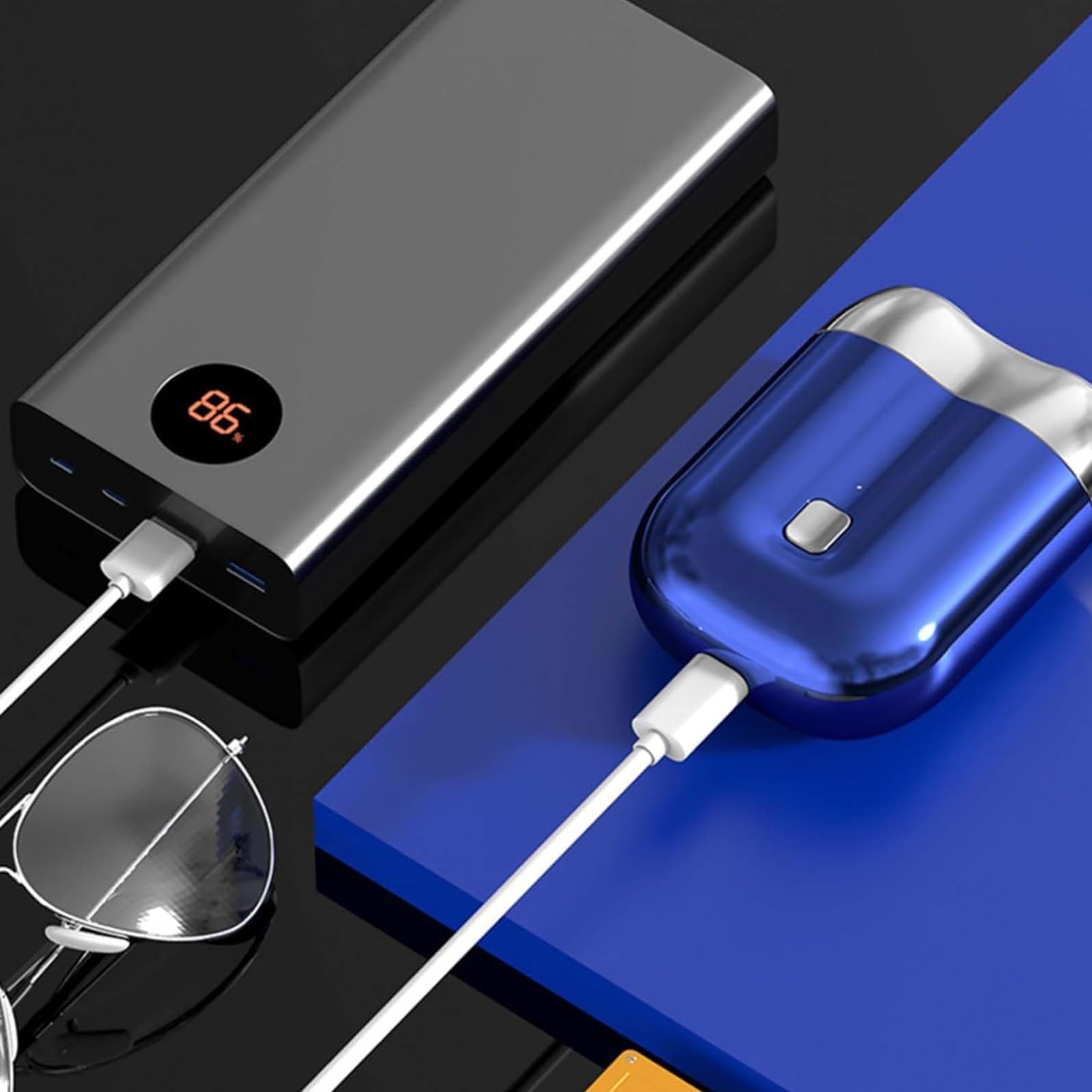 New Mini Dual-Head Electric Shaver for Men - Portable Rechargeable Waterproof Travel Razor with Washable Design | Perfect for Home, Office & Travel (Blue)