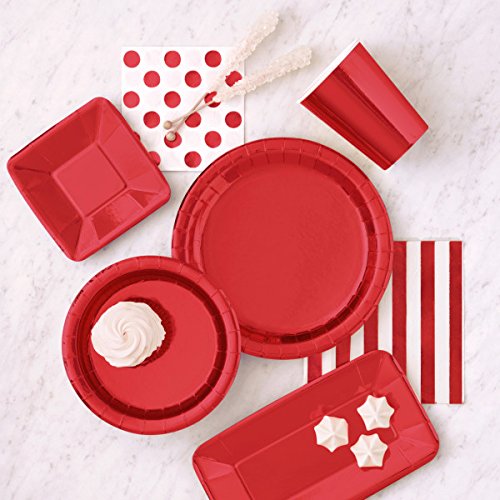Unique Industries 9-Inch Red Plastic Dinner Plates - Durable Disposable Tableware for Parties, BBQs, Picnics & Events