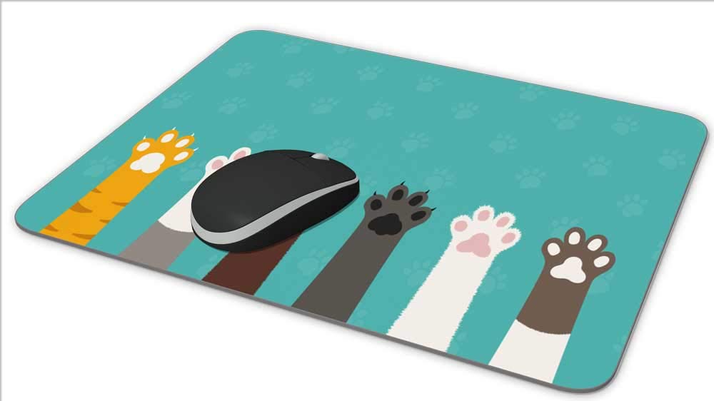 Non-Slip Rubber Mouse Pad with Cute Cat Claw Design - 9.5