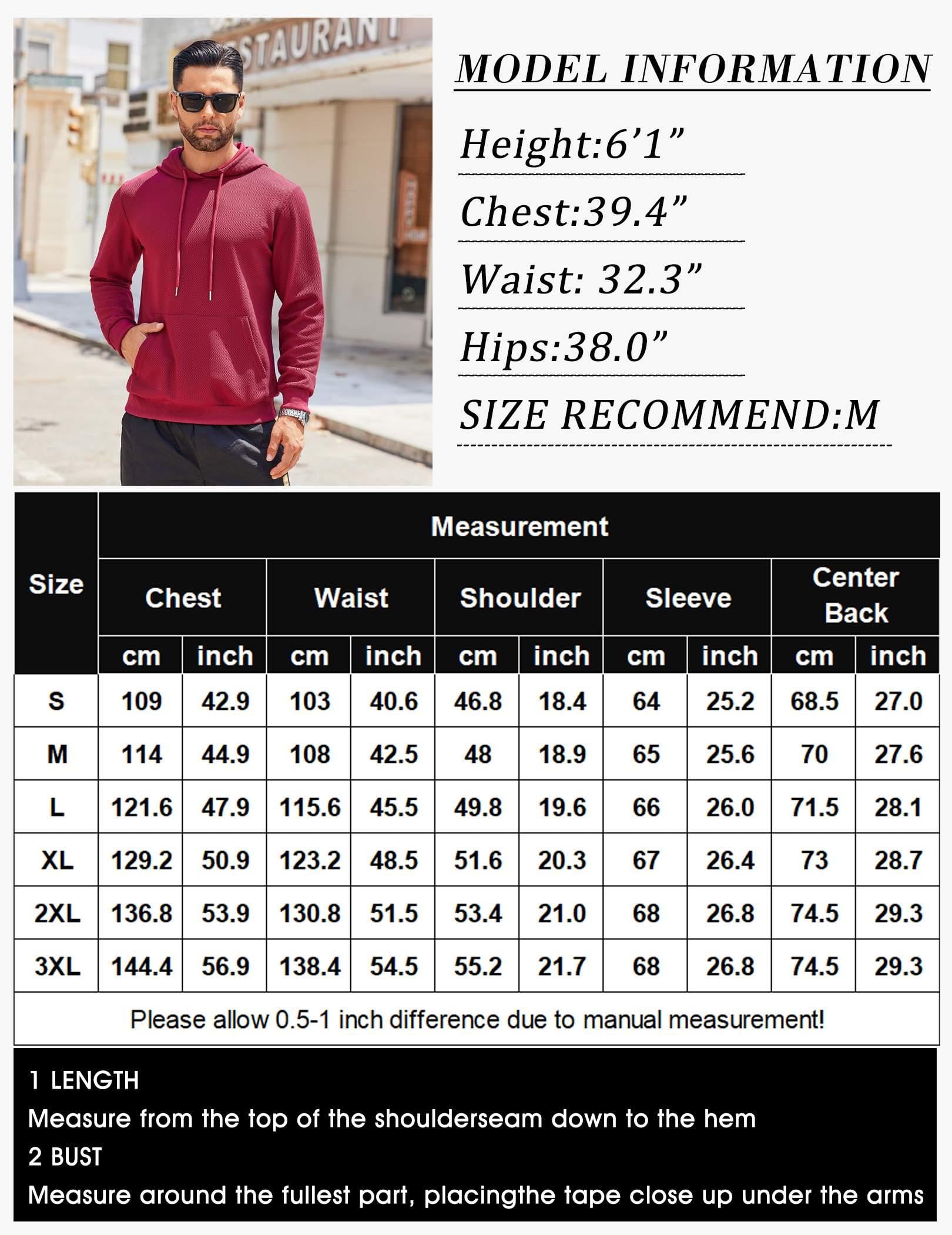 COOFANDY Men's Hooded Sweatshirt - Long Sleeve Waffle Knit Pullover Hoodie with Kangaroo Pocket | Casual Warm Winter Wear for Outdoor Activities & Lounge