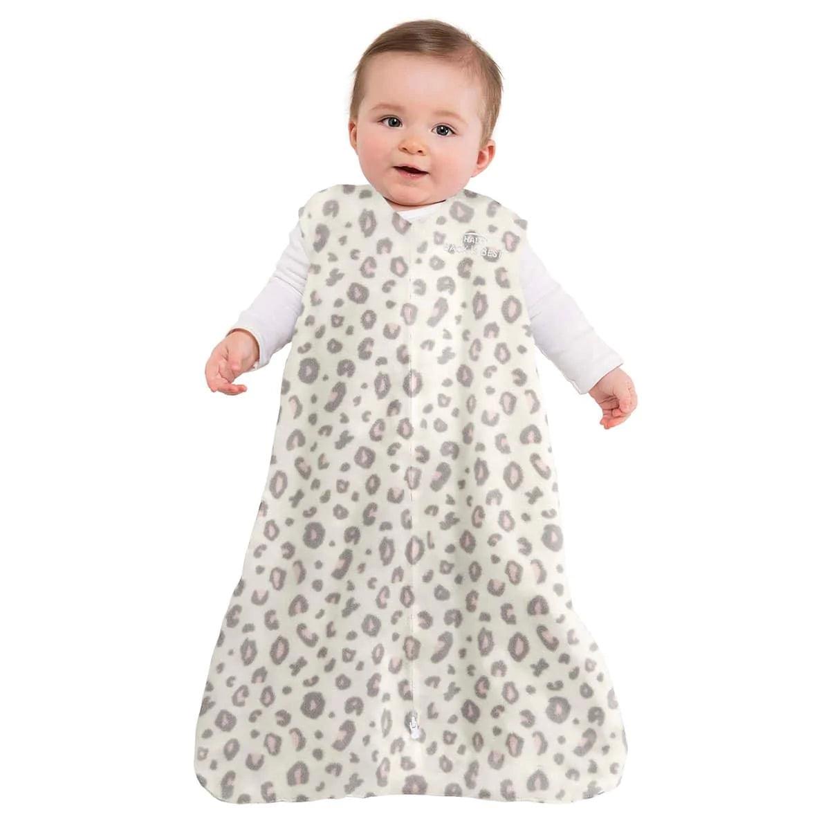 Halo Sleepsack Micro Fleece Leopard Pink 1 TOG - Soft Baby Swaddle Blanket for Safe Sleep, Perfect for Nursery, Daycare & Travel