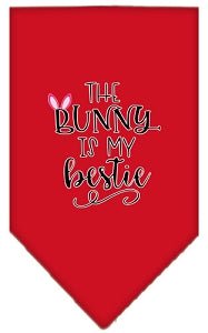 Bunny is My Bestie Screen Print Bandana - Soft Cotton Pet Bandanas in Multiple Colors - Perfect for Dog & Cat Accessories, Pet Parties & Photo Shoots