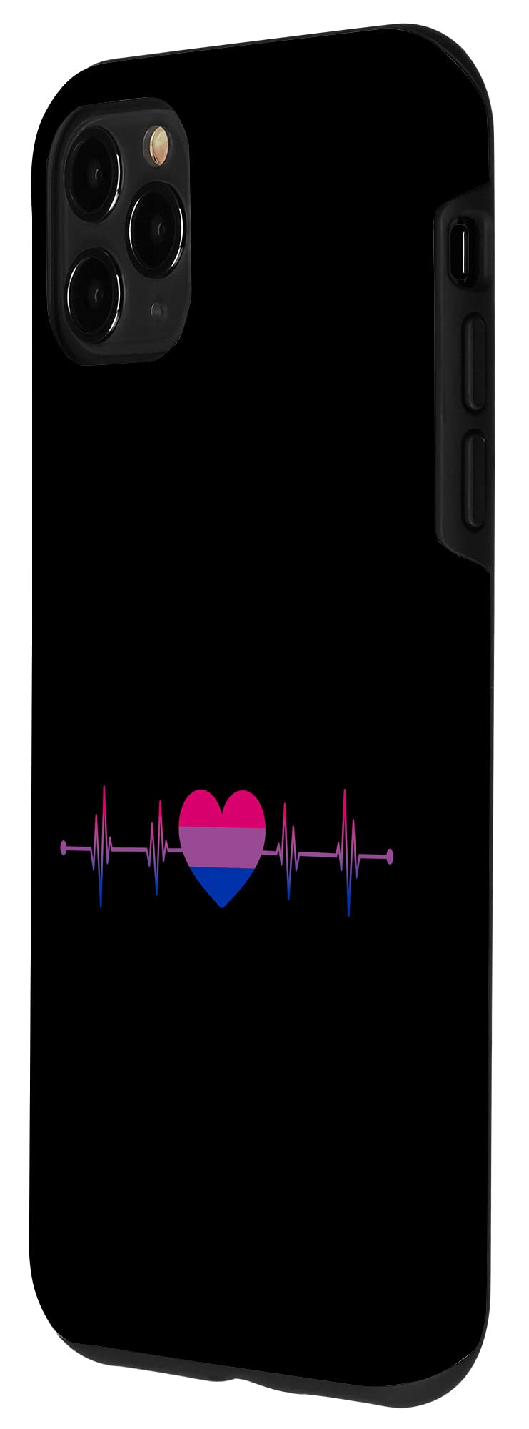 iPhone 11 Pro Max Case - Bisexual Pride Flag with Heart Design, Bi Heartbeat Symbol - Perfect Bisexuality Gift for LGBTQ+ Community (Use for Daily Protection & Showing Pride)