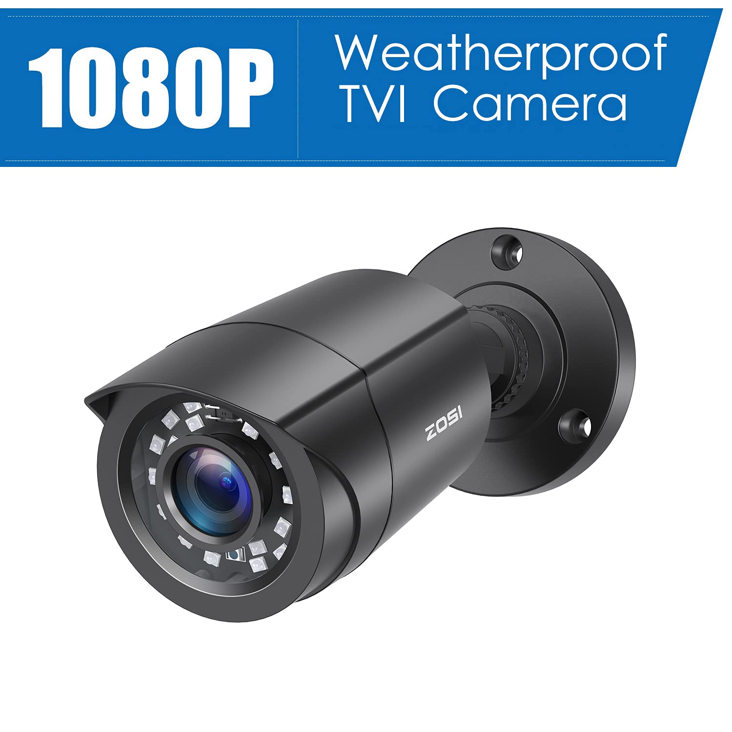 ZOSI 4 Pack 2MP 1080p HD-TVI Security Cameras for Home - Outdoor/Indoor Surveillance with 24 IR LEDs, 80ft Night Vision, 90°View Angle, Weatherproof CCTV Bullet Cameras (Black) - Ideal for Home Security, Business Monitoring, and Property Protection