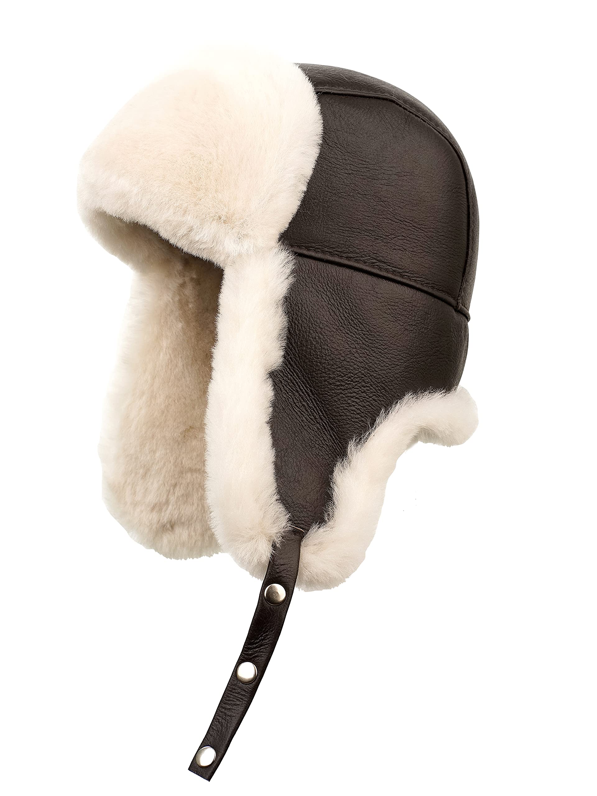 Ushanka Aviator Trapper Leather Hat for Men & Women - Genuine Sheepskin Fur Russian Soviet Earflaps Winter Hat - Warm Unisex Outdoor Hat for Skiing, Snowboarding & Cold Weather 2024