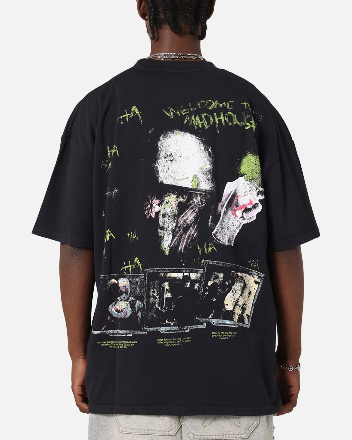 73 Studio X DC Batman Arkham Asylum Vintage Graphic T-Shirt - Navy Blue Cotton Tee for Men - Perfect for Cosplay, Comic Con & Batman Fans