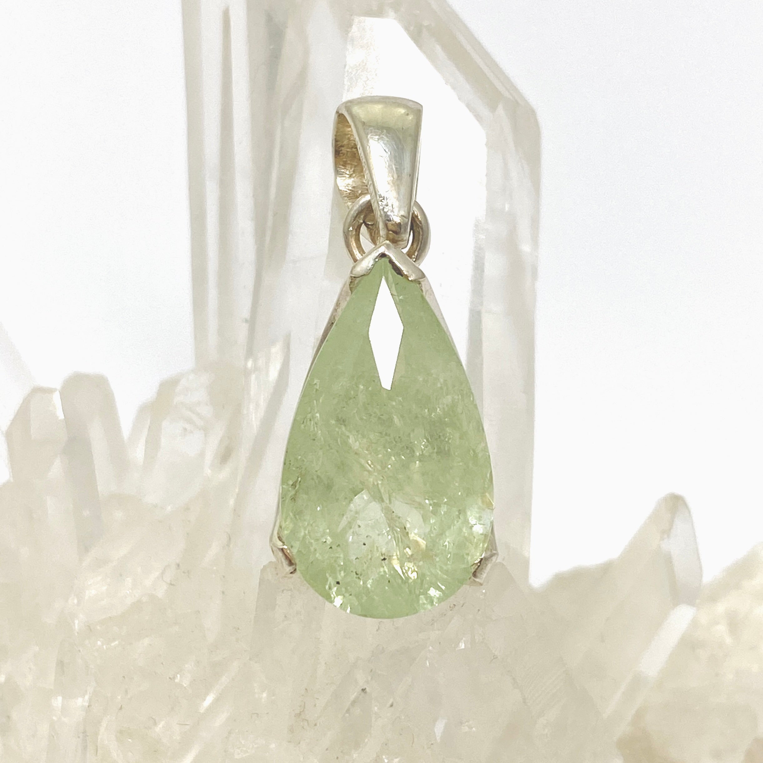 Heliodor Teardrop Faceted Pendant Necklace - Natural Golden Beryl Gemstone Jewelry PPGJ986 - Perfect for Wedding, Anniversary & Special Occasion Gifts