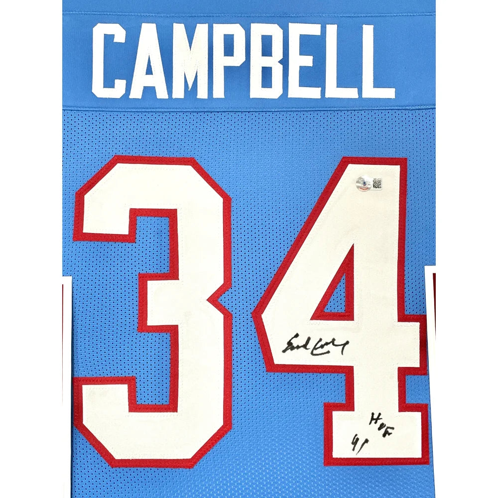 Earl Campbell Autographed Houston Oilers Jersey - Framed BAS Certified Signed NFL Memorabilia - Perfect for Sports Collectors, Man Cave Decor & Football Fan Gifts