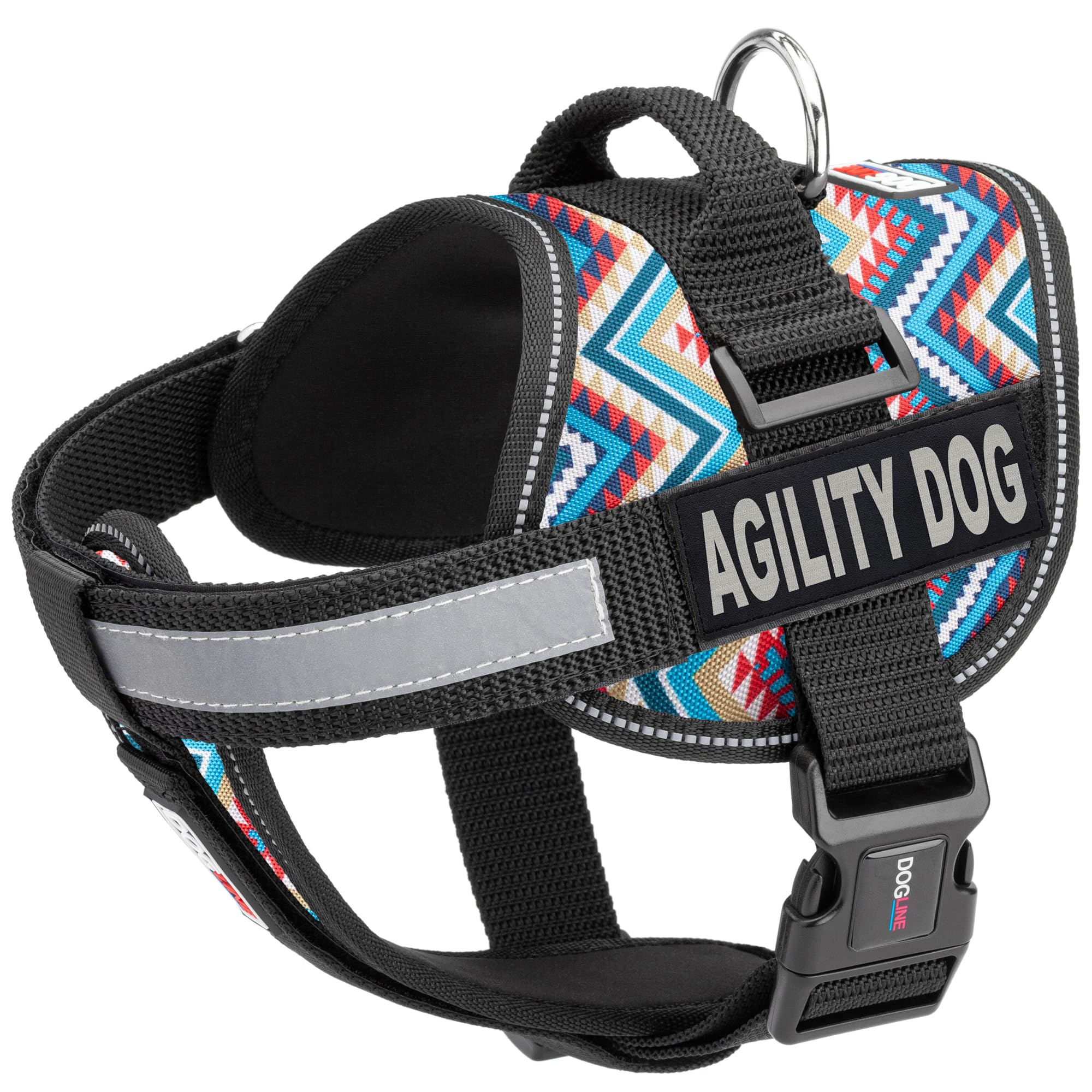 Unimax Dog Harness Vest with Agility Patches - Reflective No-Pull Adjustable Straps, Breathable Neoprene for Training & Service Dogs (36-46