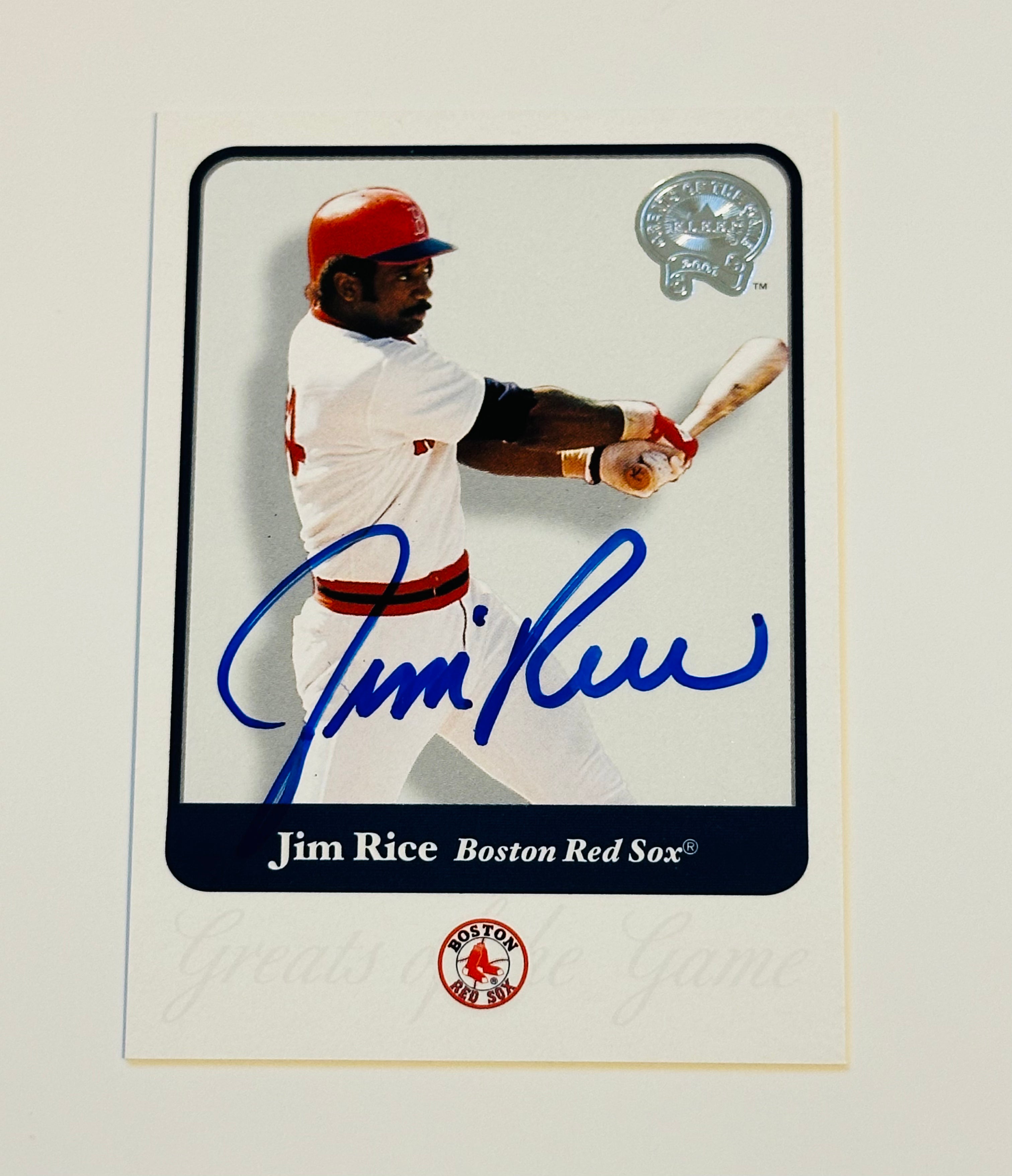 Authentic Jim Rice Boston Red Sox Autographed Baseball Card with COA - Perfect for Sports Memorabilia Collectors and Red Sox Fans Display