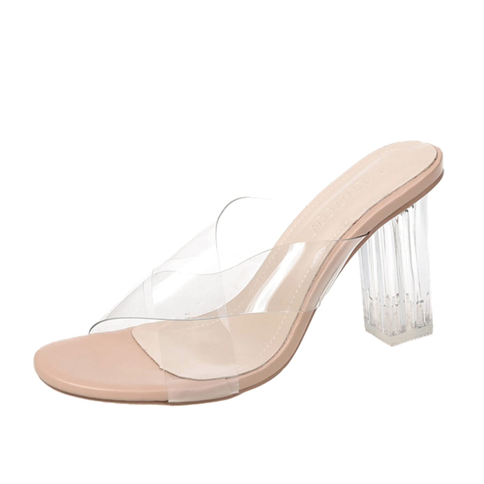 Women's High Heel Fashion Slippers - Thick Summer Sandals with PVC Straps | Comfortable Black Heeled Sandals for Parties, Weddings & Beach Outings