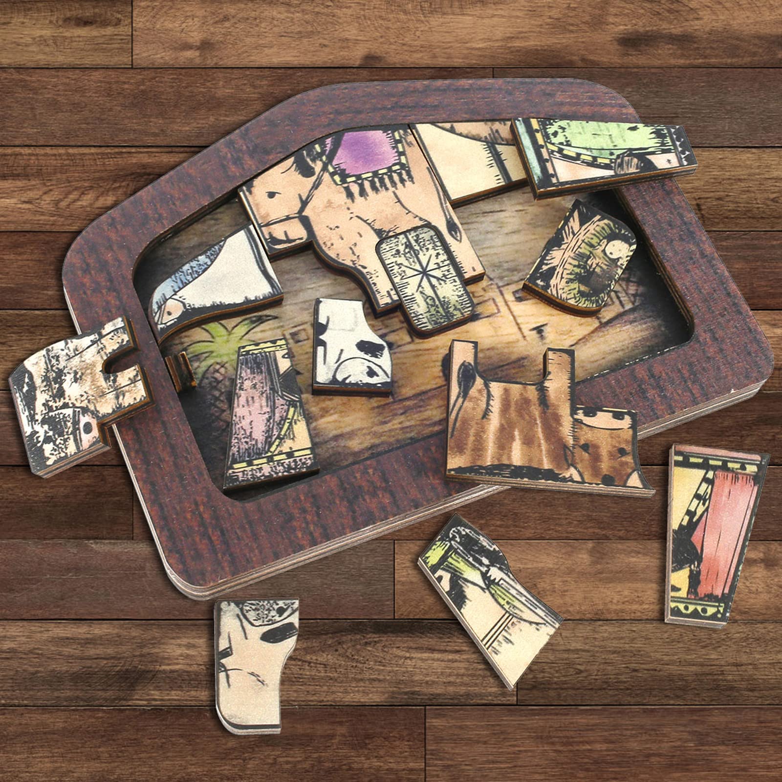Handcrafted Wooden Nativity Puzzle - Jesus Puzzle Statue with Pyrography Design, Religious Jigsaw Puzzle for Adults & Kids, Christmas Home Decor, Unique Birthday Gift (7.9