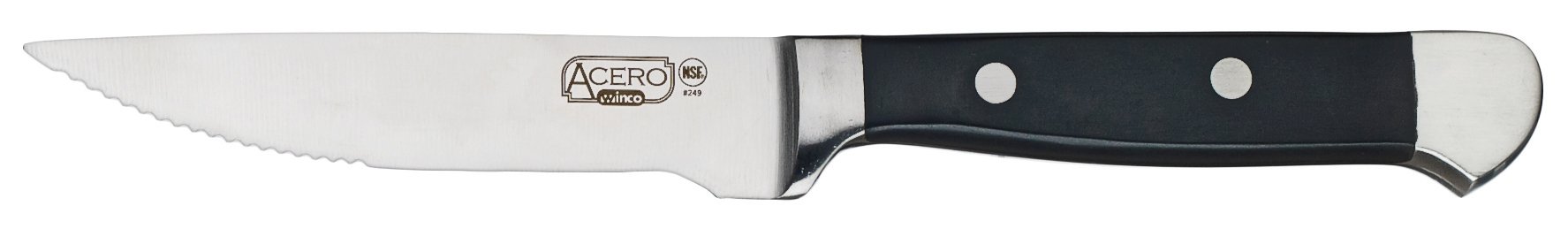 Winco SK-12 12-Piece Bulk Pack Premium Stainless Steel Gourmet Steak Knives Set - Silver & Black - Perfect for Restaurants, BBQs, and Dinner Parties