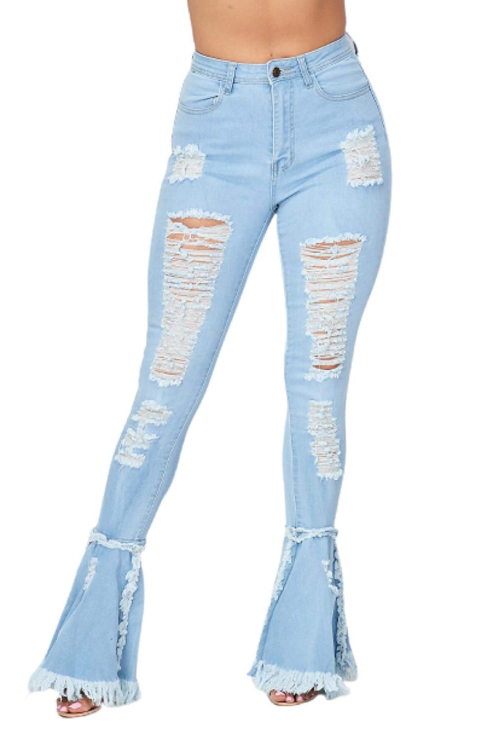 High Waisted Stretchy Bell Bottom Jeans for Women - Vintage 70s Flared Denim Pants, Comfortable & Trendy Retro Fashion (Perfect for Music Festivals, Casual Outings & Boho Style)