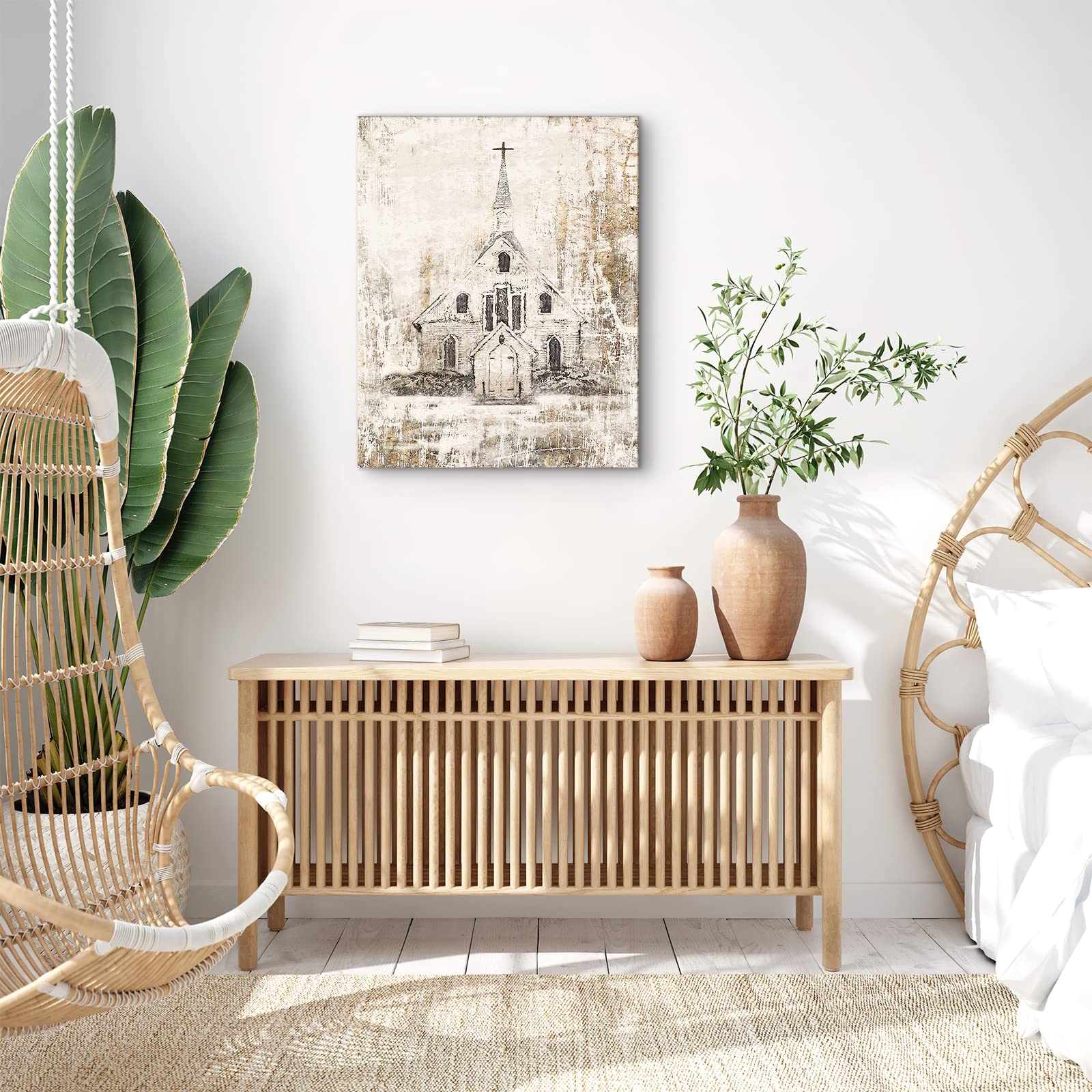 Religious Canvas Wall Art - Christian Church Painting for Home Decor, Framed 12x16 Inches - Perfect for Bedroom, Bathroom & Living Room Wall Decor